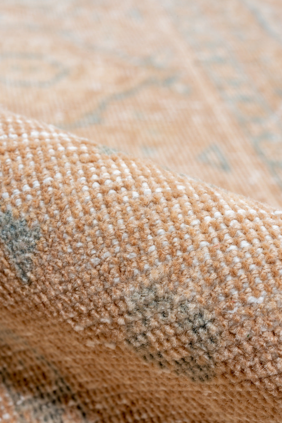 8' x 12' one-of-a-kind handmade vintage Mahal large size rug. Color palette: peach, ivory, pale blue, beige, taupe