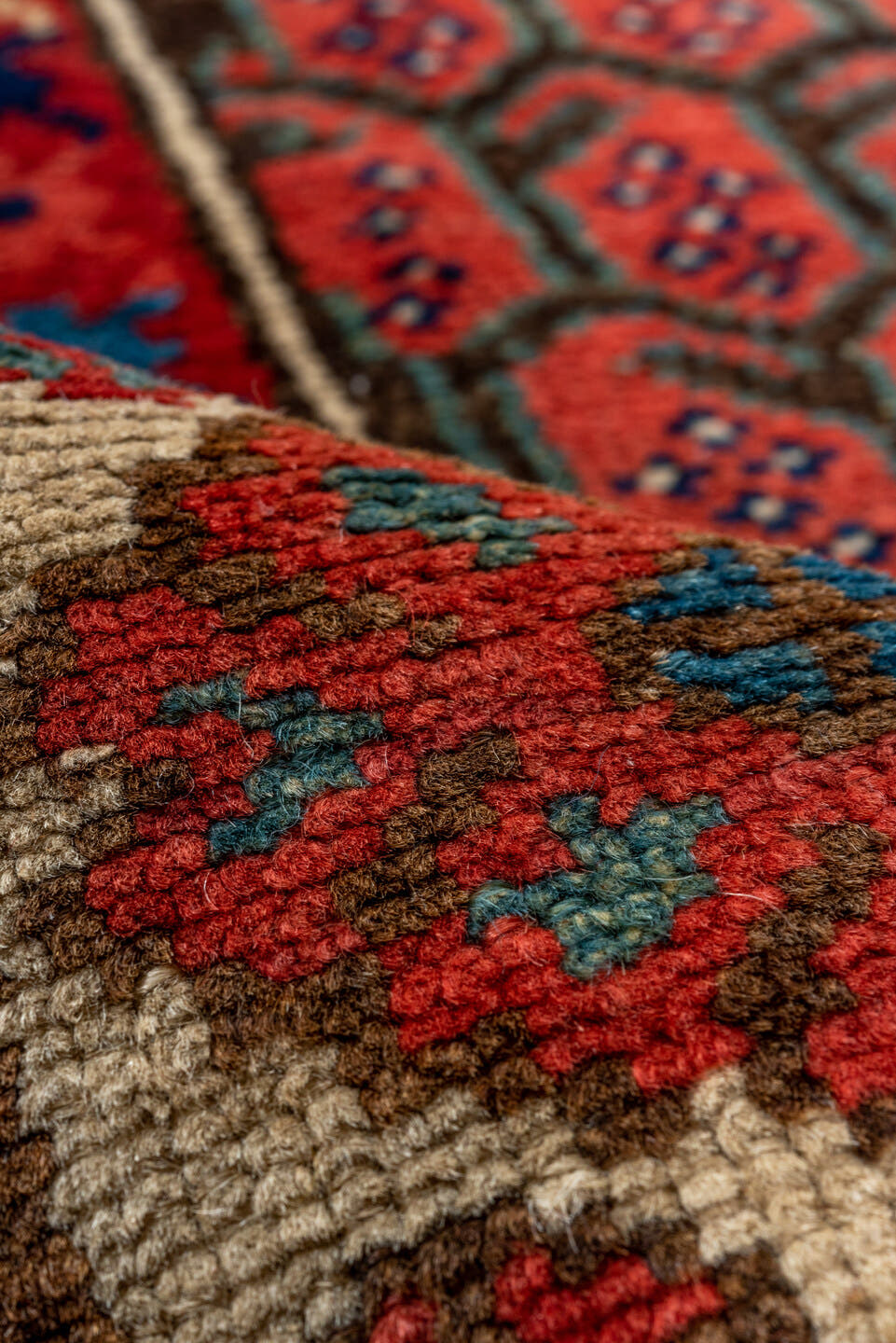 2' x 13' one-of-a-kind handmade vintage Malayer runner rug. Color palette: rust, ivory, navy, crimson, camel, charcoal