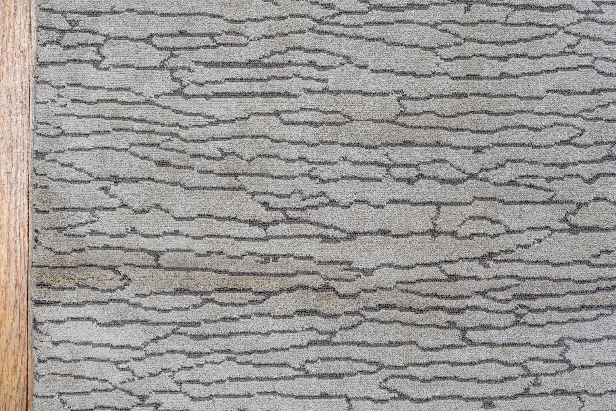 10' x 14' one-of-a-kind handmade vintage Silk large size rug. Color palette: ivory, charcoal, taupe, silver, gray, black