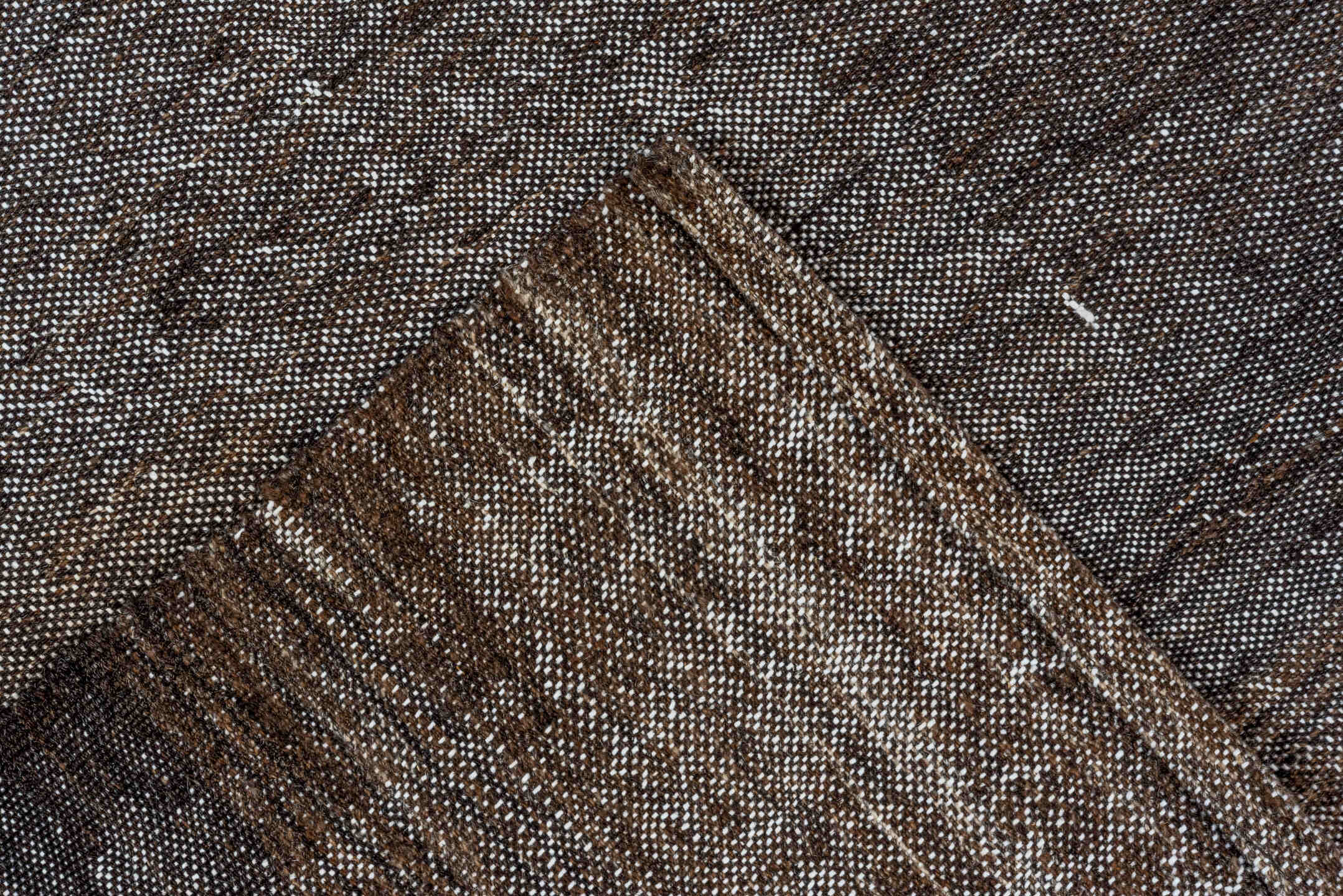 6' x 9' one-of-a-kind handmade vintage Kilim medium size rug. Color palette: charcoal, slate, ivory, taupe, ebony, gray