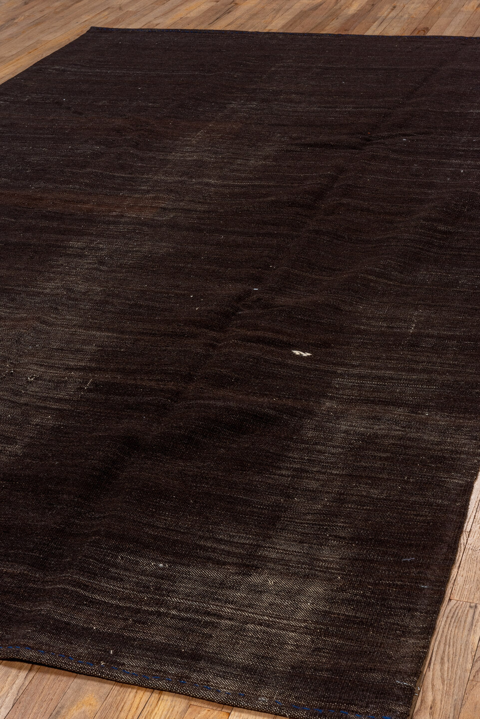 6' x 10' one-of-a-kind handmade vintage Kilim large size rug. Color palette: black, gray, off-white, pink, snow, white