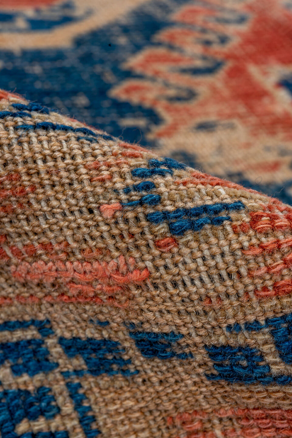 4' x 6' one-of-a-kind handmade vintage Shirvan small size rug. Color palette: terra cotta, ivory, navy, rust, cream, indigo