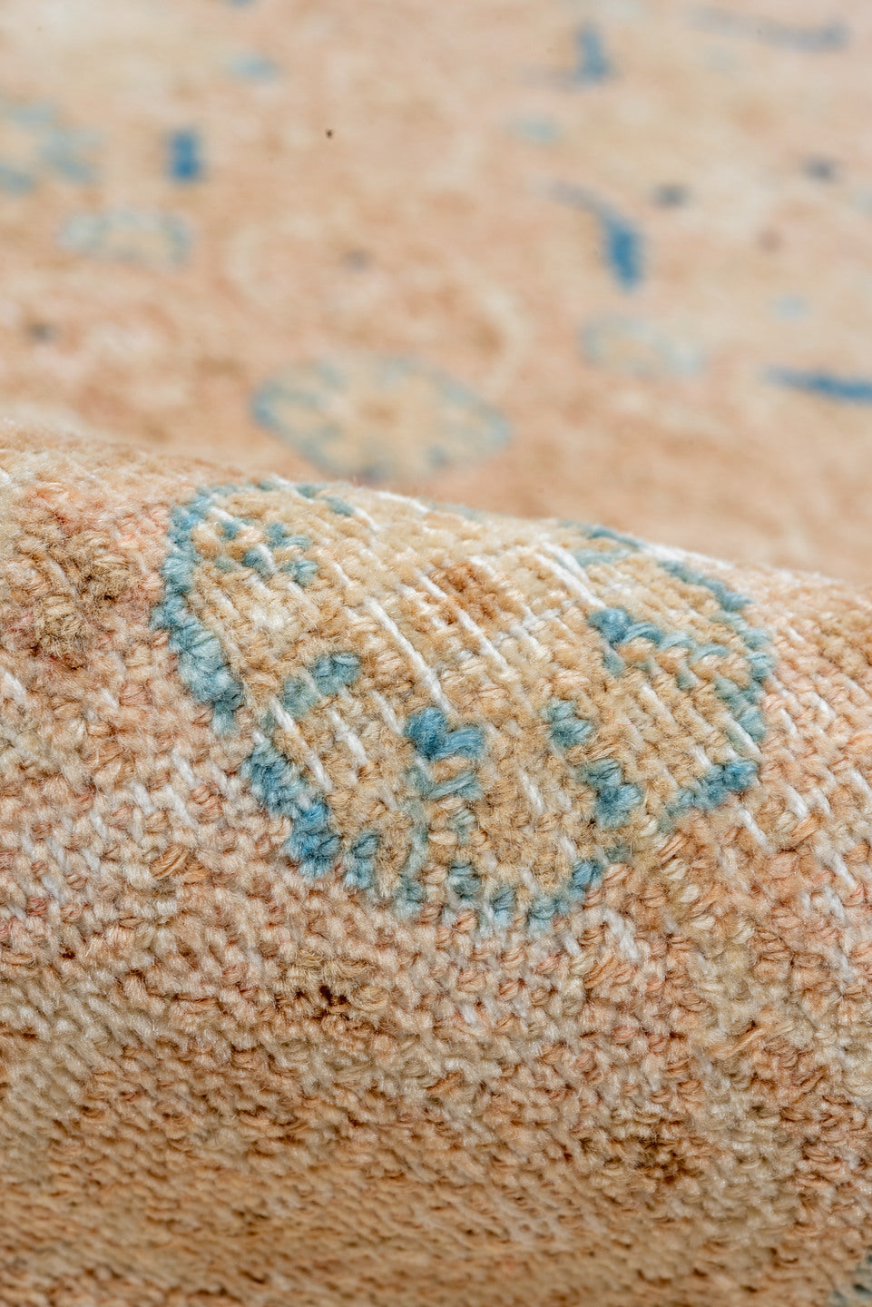 8' x 12' one-of-a-kind handmade vintage Khorassan large size rug. Color palette: beige, sky blue, ivory, sand, taupe, camel