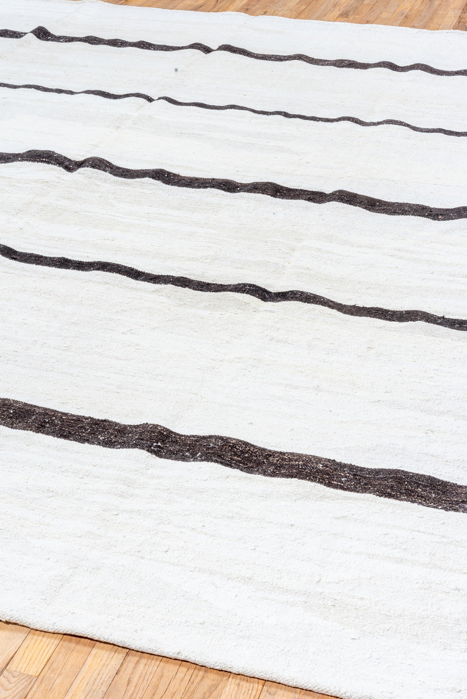 10' x 12' one-of-a-kind handmade vintage Kilim large size rug. Color palette: ivory, charcoal, taupe, gray, black, beige