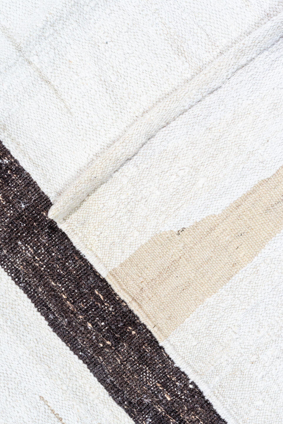 10' x 12' one-of-a-kind handmade vintage Kilim large size rug. Color palette: ivory, charcoal, taupe, gray, black, beige