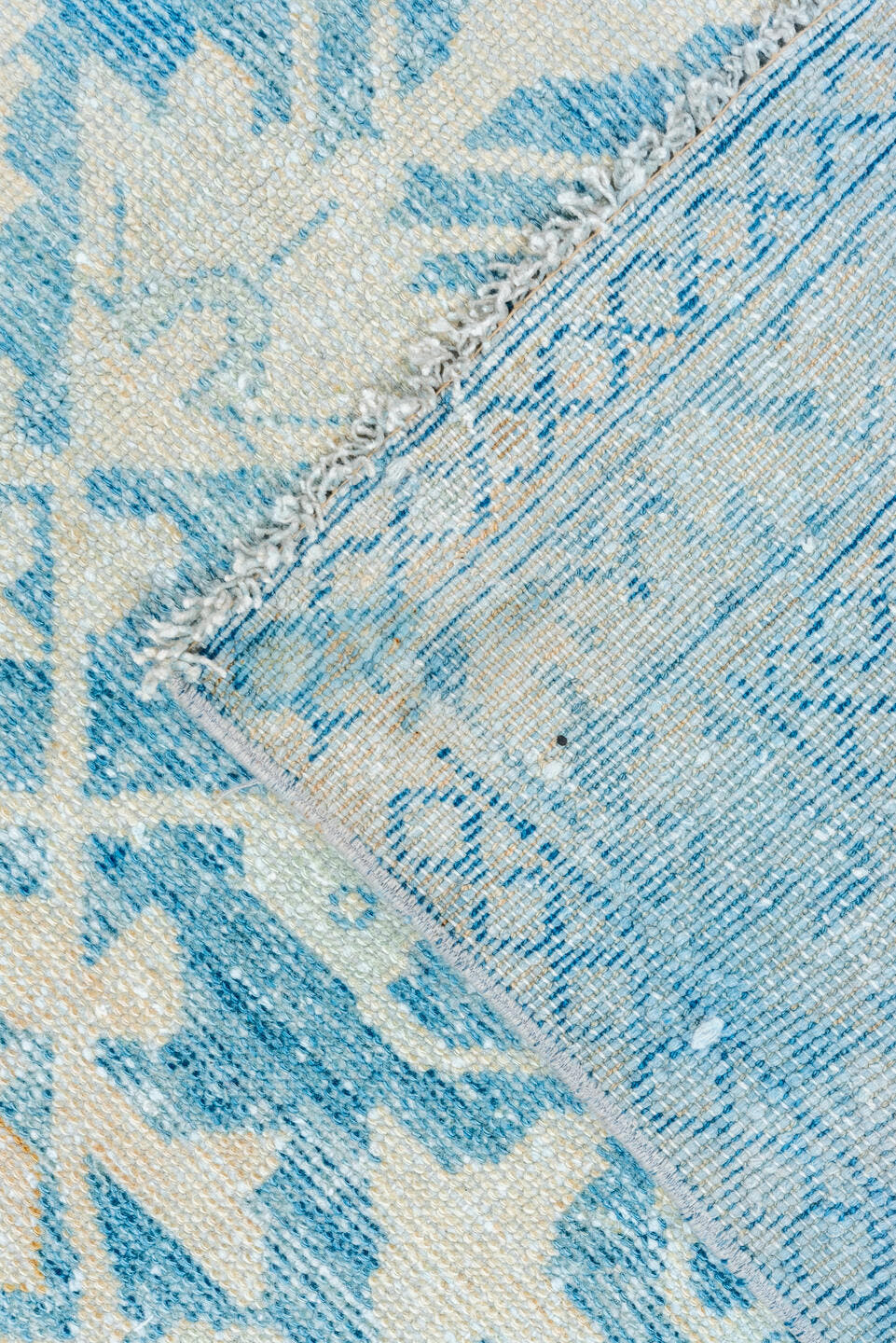 4' x 6' one-of-a-kind handmade vintage Malayer small size rug. Color palette: ivory, sky blue, pale blue, beige, camel