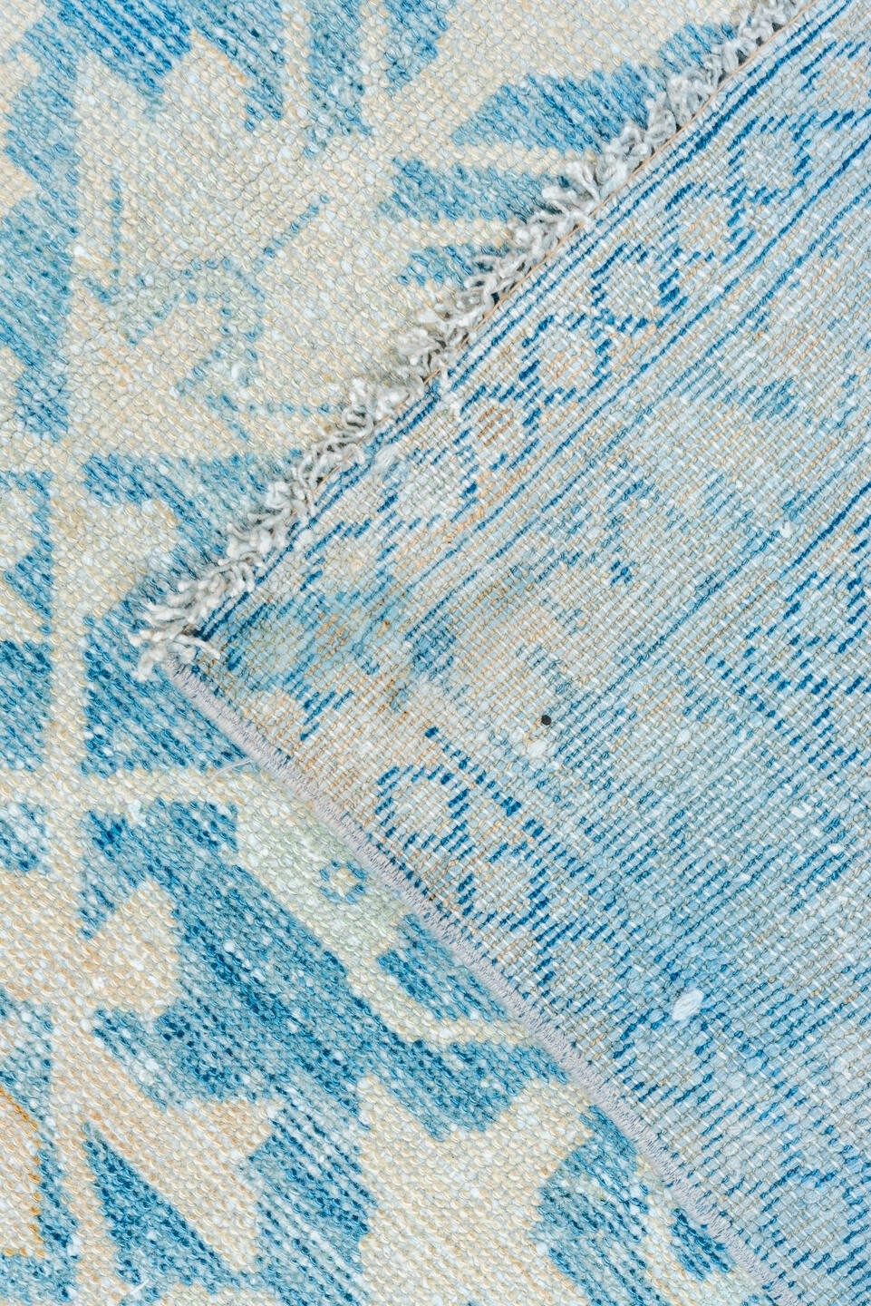 4' x 6' one-of-a-kind handmade vintage Malayer small size rug. Color palette: ivory, sky blue, pale blue, beige, camel