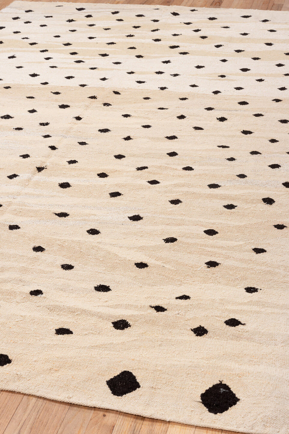 6' x 9' one-of-a-kind handmade vintage Kilim medium size rug. Color palette: ivory, beige, cream, charcoal, taupe, gray