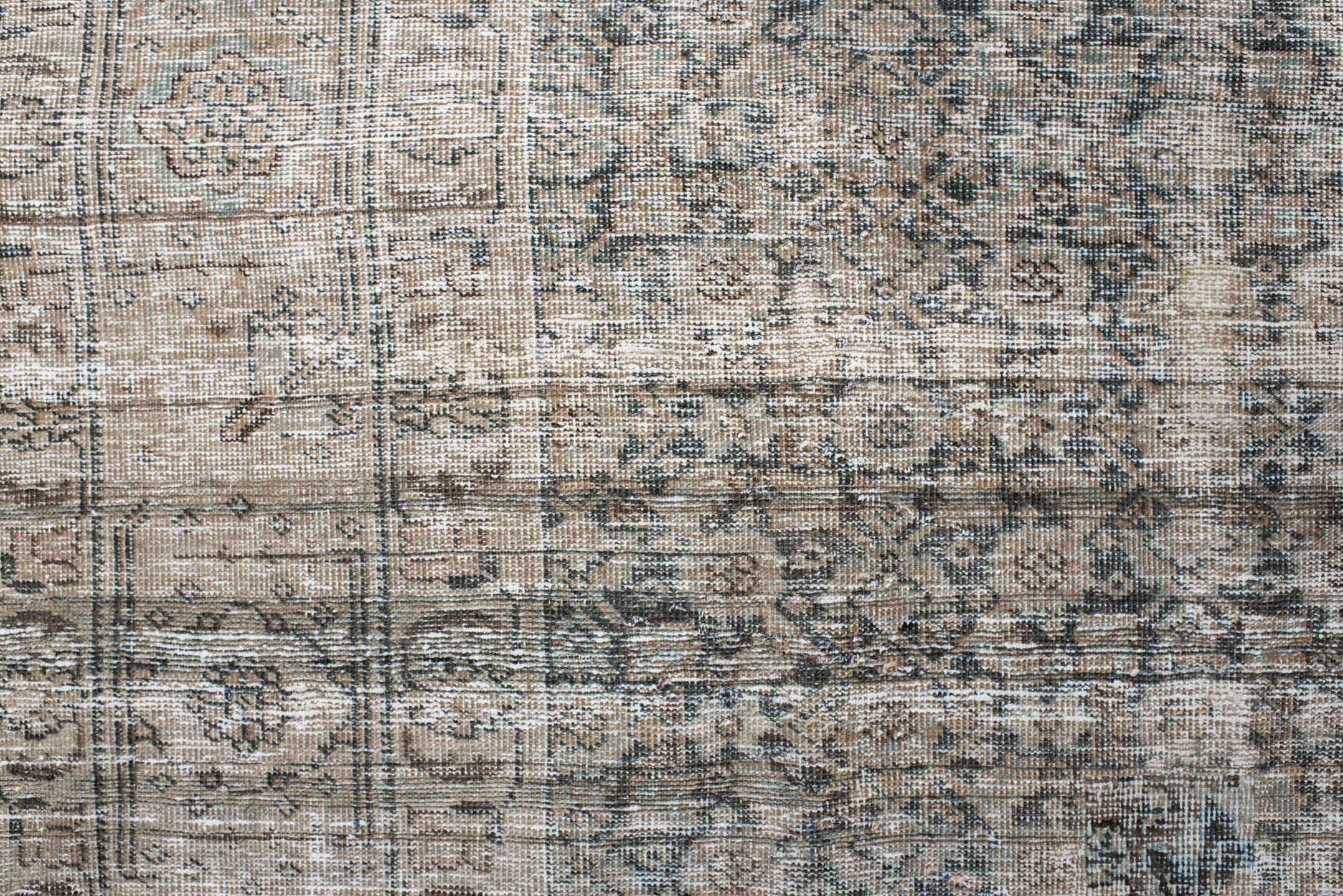 8' x 11' one-of-a-kind handmade vintage Mahal large size rug. Color palette: ivory, taupe, slate, beige, camel, gray