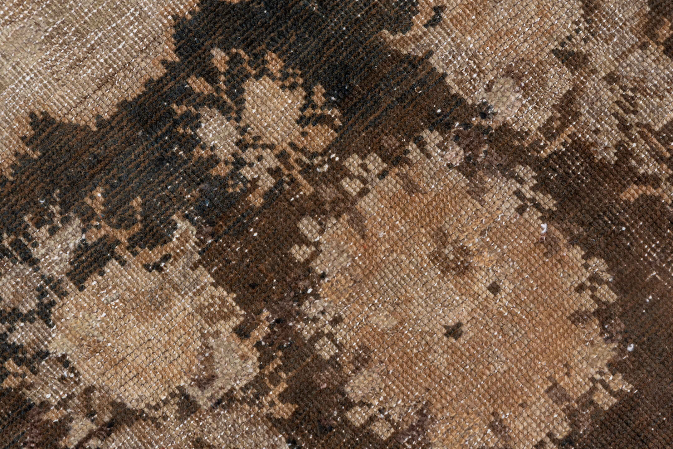 4' x 11' one-of-a-kind handmade vintage Karabagh runner rug. Color palette: taupe, ivory, charcoal, beige, brown, gray