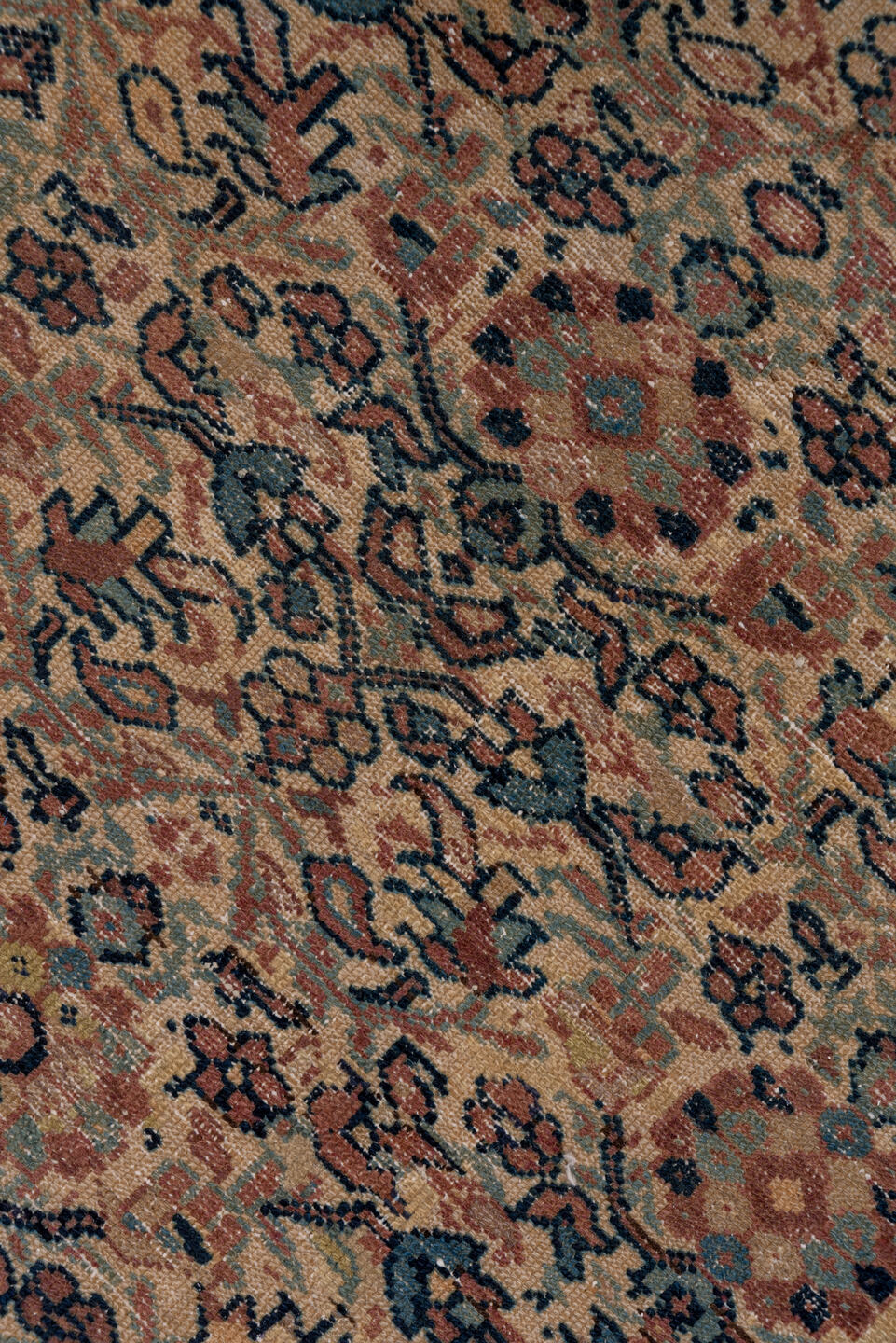 3' x 16' one-of-a-kind handmade antique Sivas runner rug. Color palette: beige, navy, rose, taupe, camel, rust, ivory, blue