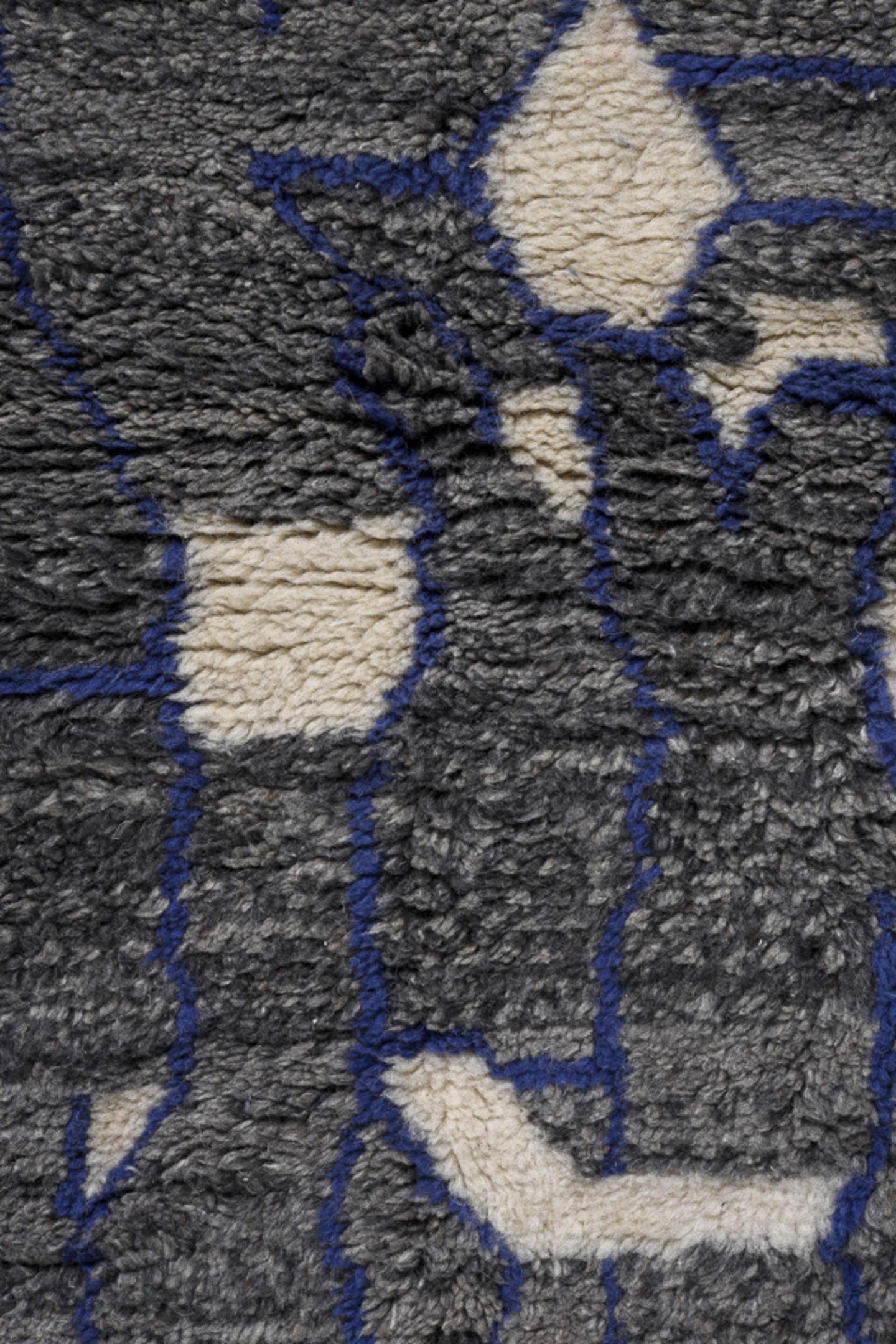 2' x 7' one-of-a-kind handmade vintage Moroccan runner rug. Color palette: charcoal, ivory, navy, slate, cream, gray, black