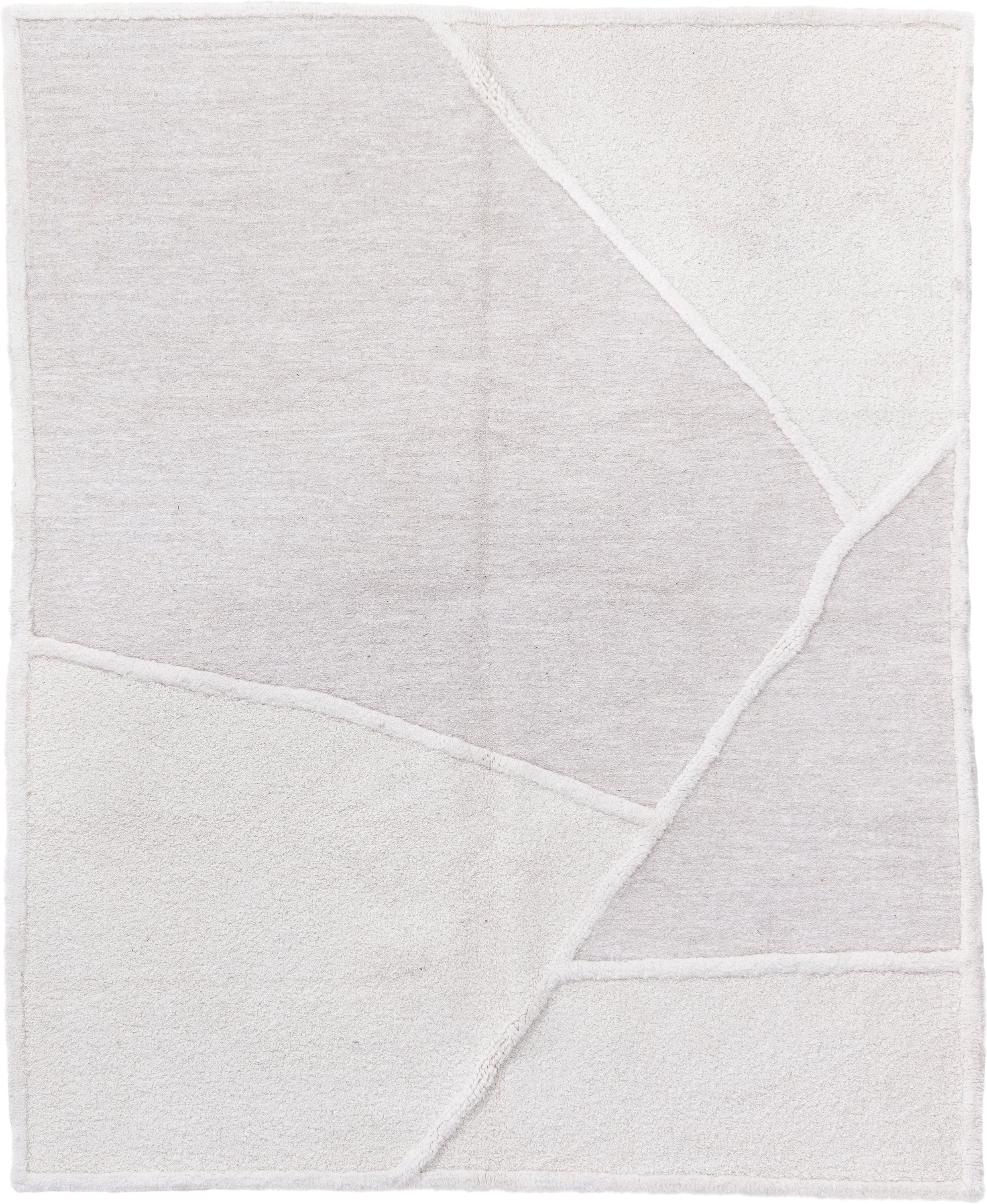 6' x 7' one-of-a-kind handmade vintage Alpaca rug. Color palette: ivory, cream, light gray