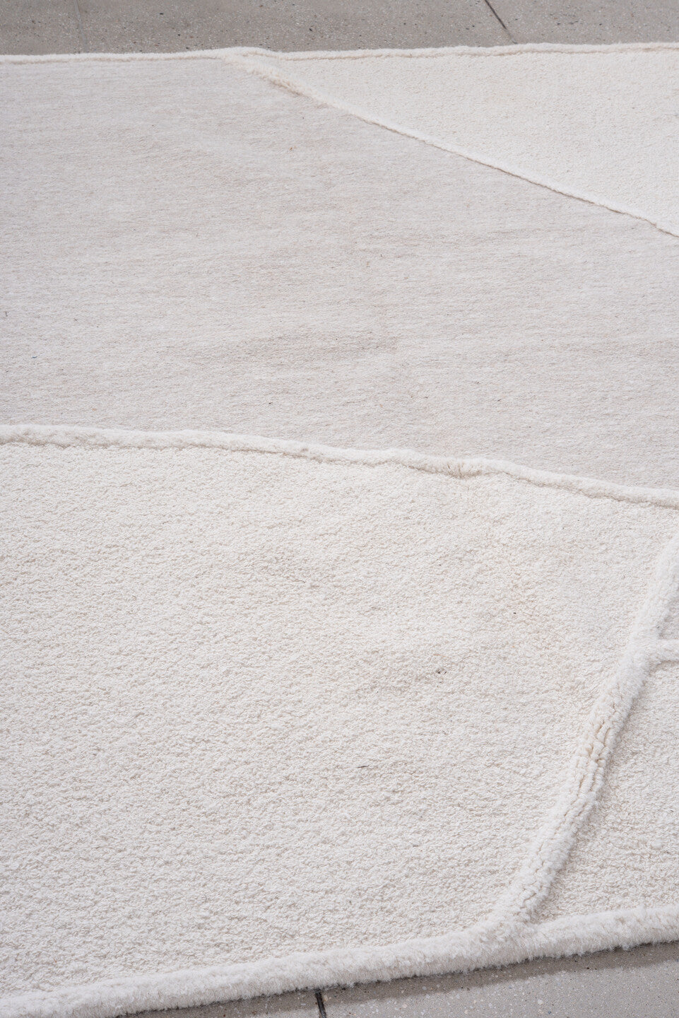6' x 7' one-of-a-kind handmade vintage Alpaca rug. Color palette: ivory, cream, light gray