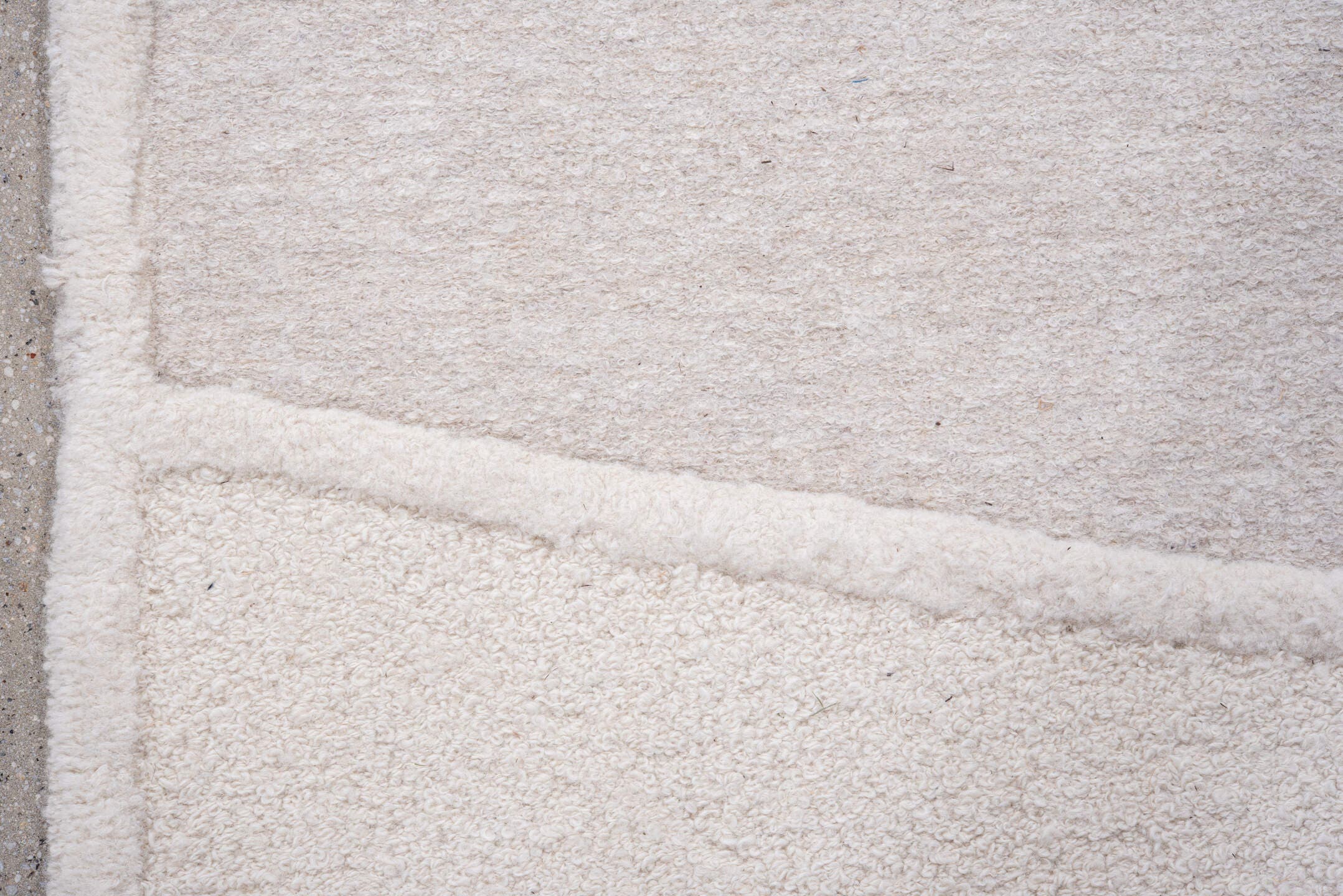 6' x 7' one-of-a-kind handmade vintage Alpaca rug. Color palette: ivory, cream, light gray