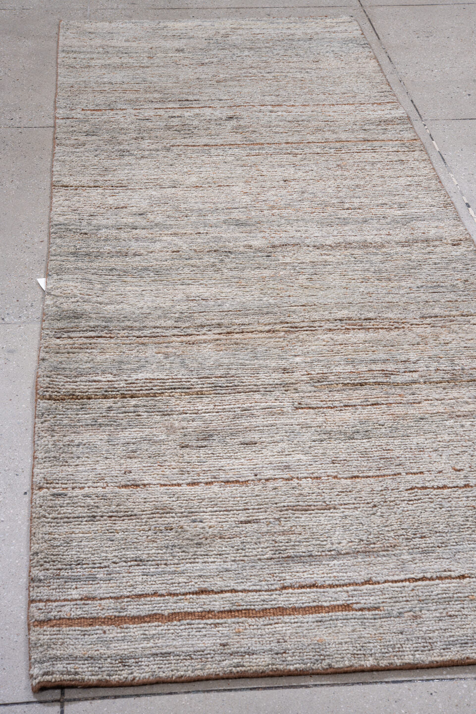 3' x 8' one-of-a-kind handmade vintage Tulu runner rug. Color palette: ivory, taupe, camel, cream, light gray, beige, gray