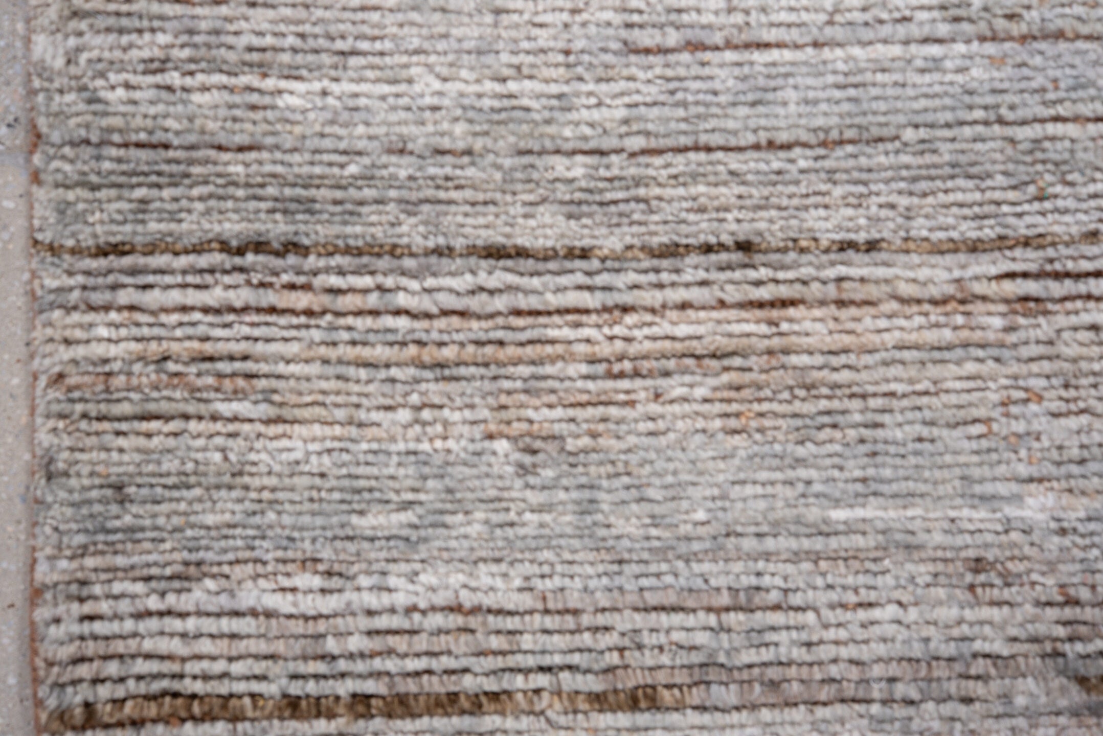 3' x 8' one-of-a-kind handmade vintage Tulu runner rug. Color palette: ivory, taupe, camel, cream, light gray, beige, gray