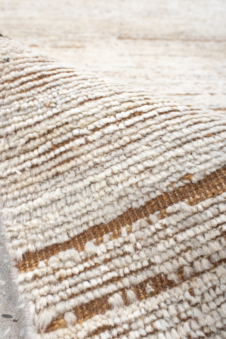 3' x 9' one-of-a-kind handmade vintage Tulu runner rug. Color palette: ivory, cream, camel, taupe, charcoal, beige, gray