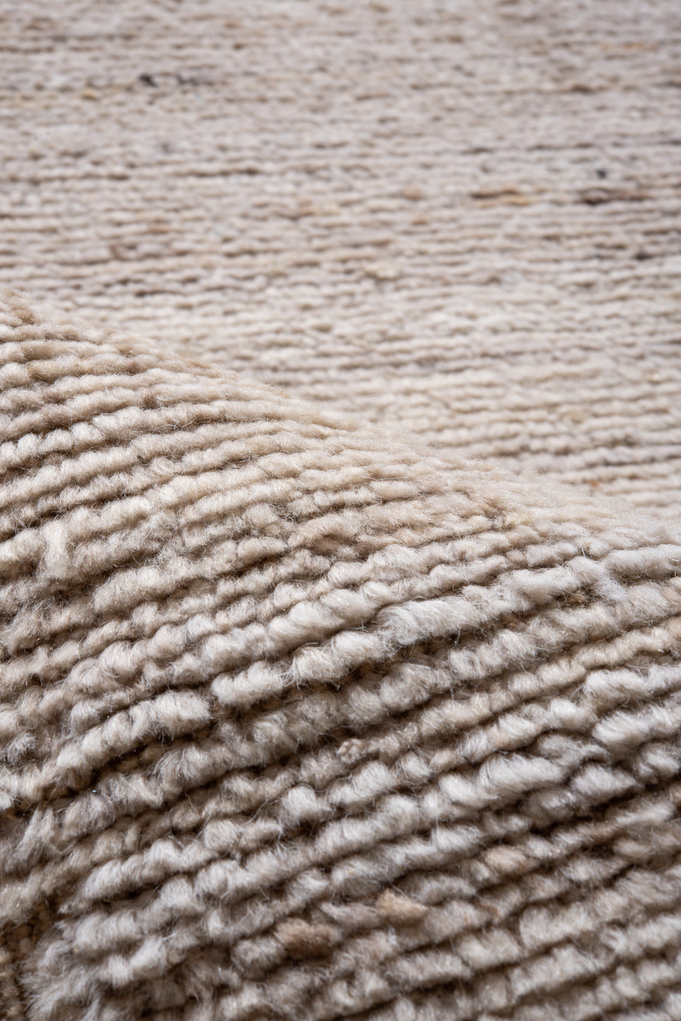 3' x 8' one-of-a-kind handmade vintage Moroccan runner rug. Color palette: ivory, beige, cream, taupe, camel, brown, gray