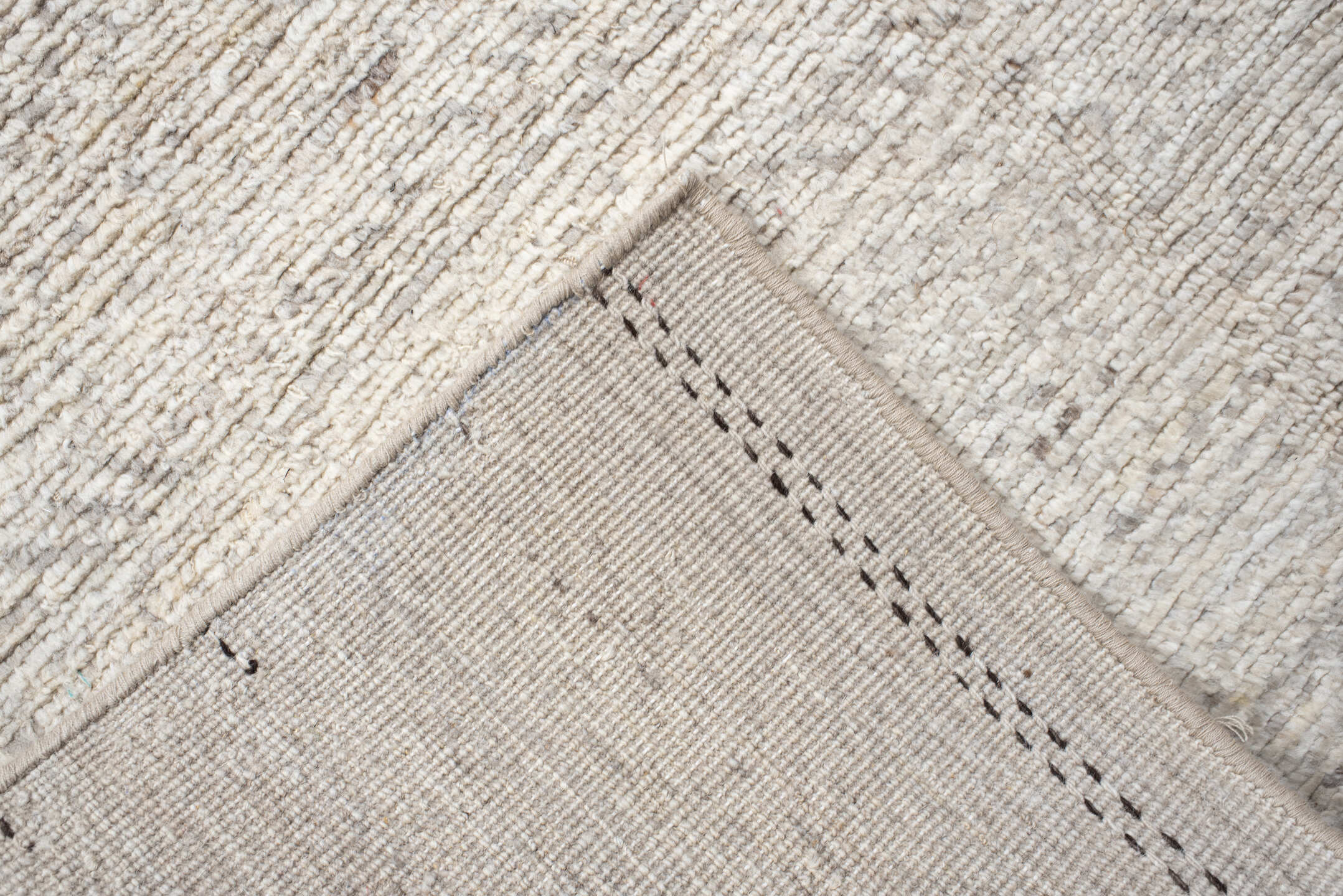 5' x 7' one-of-a-kind handmade vintage Tulu rug. Color palette: ivory, cream, taupe, charcoal, beige, gray, black