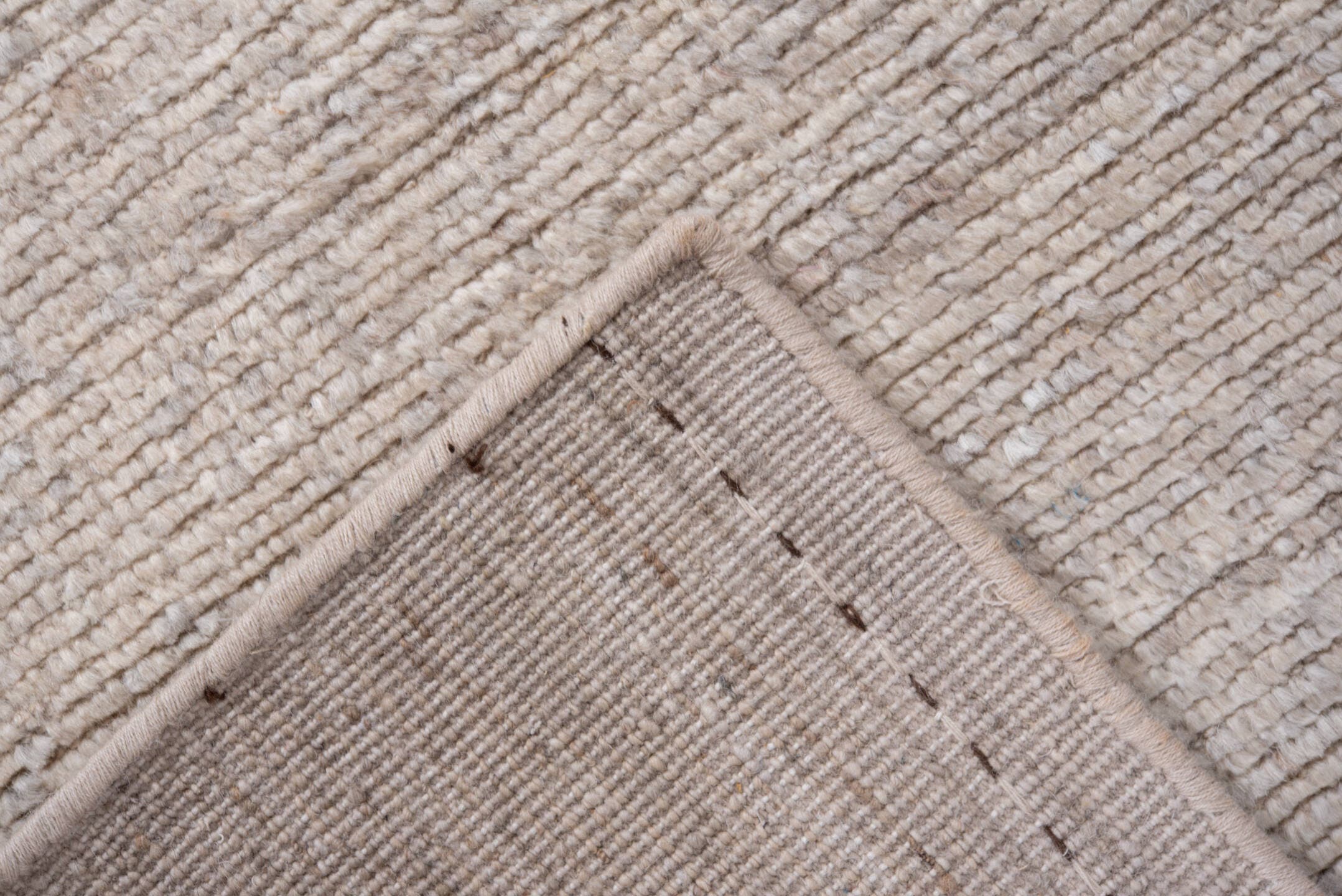 3' x 8' one-of-a-kind handmade vintage Tulu runner rug. Color palette: ivory, cream, beige, taupe, gray