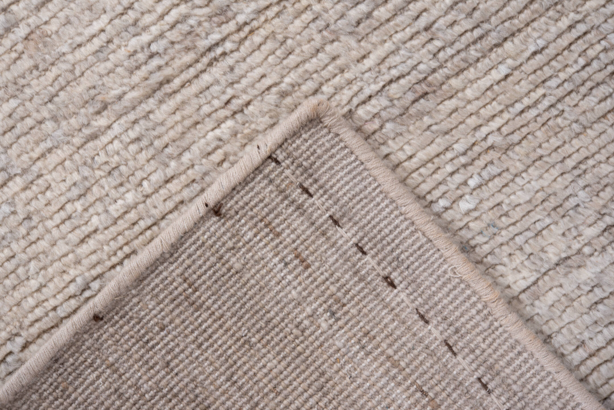 3' x 8' one-of-a-kind handmade vintage Tulu runner rug. Color palette: ivory, cream, beige, taupe, gray
