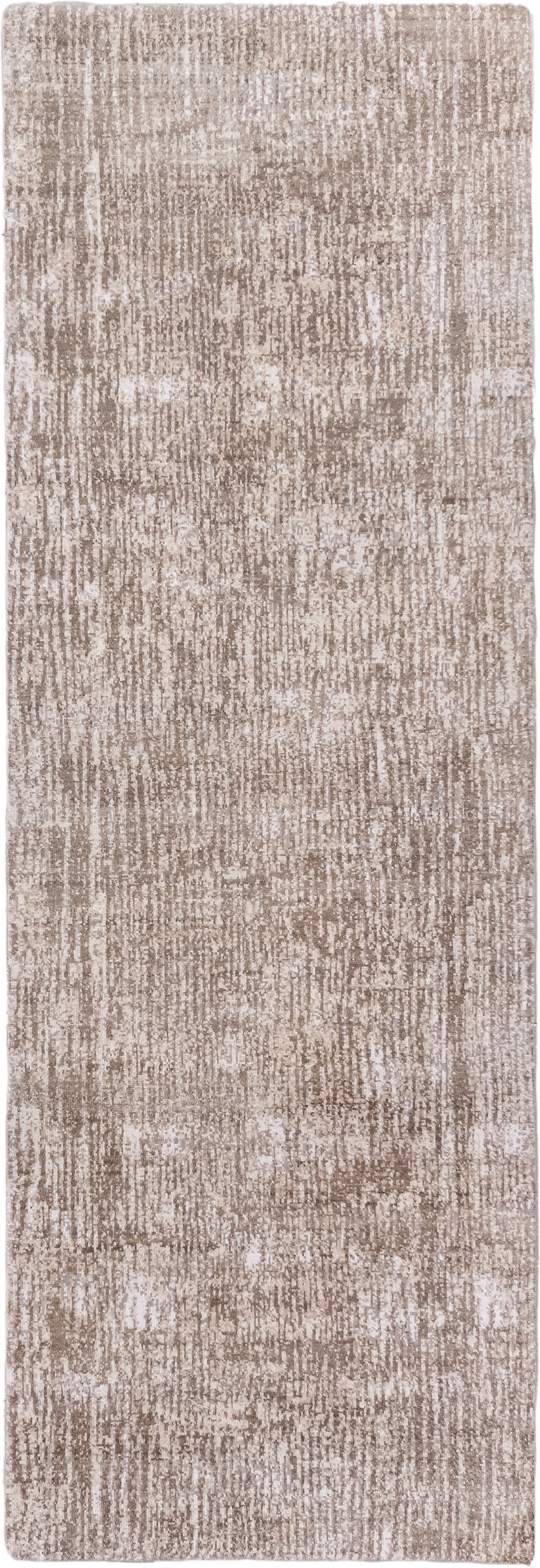 3' x 9' one-of-a-kind handmade handmade Modern runner rug. Color palette: taupe, ivory, beige, cream, gray