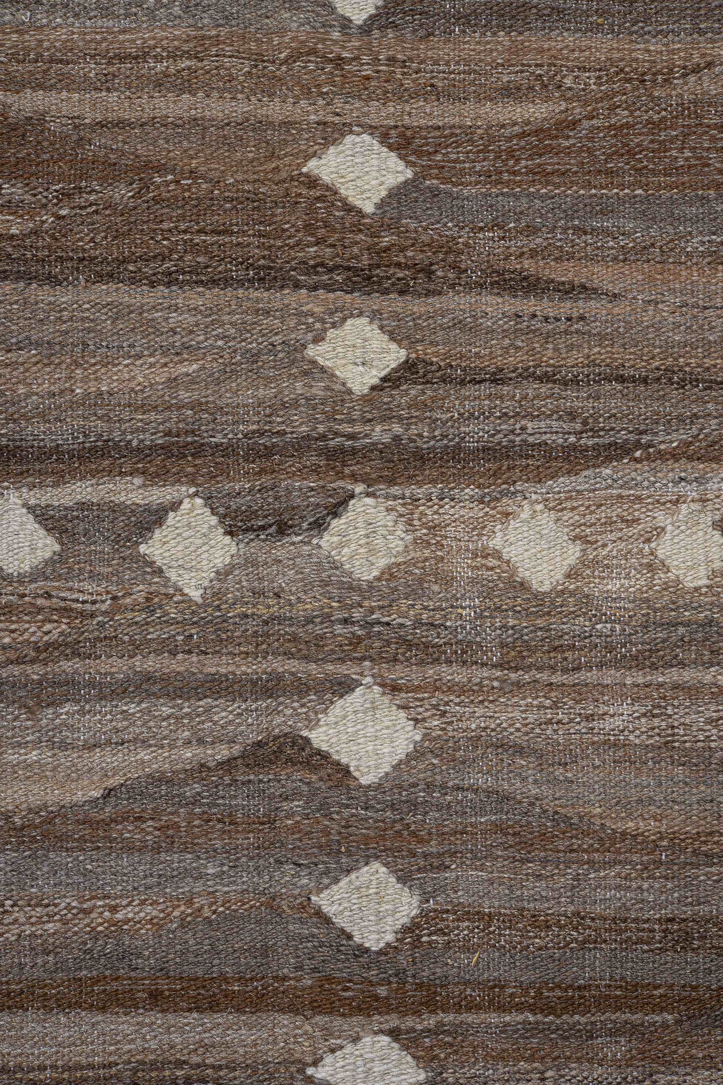 8' x 9' one-of-a-kind handmade vintage Kilim large size rug. Color palette: taupe, brown, ivory, camel, charcoal, beige