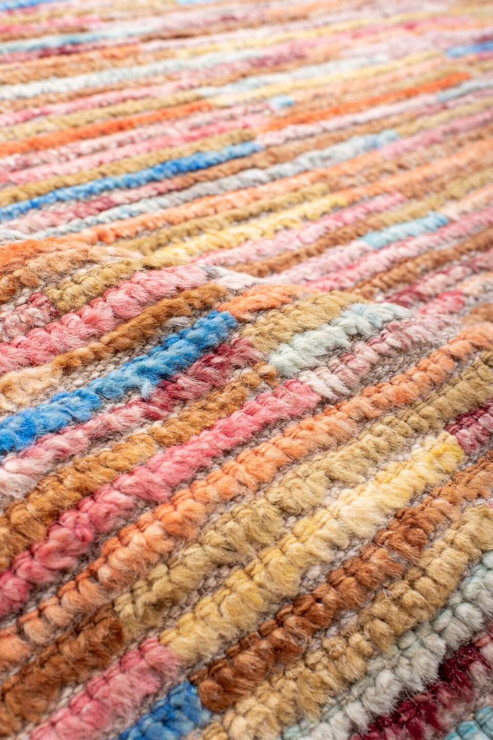 10' x 14' one-of-a-kind handmade vintage Tulu large size rug. Color palette: gray, light blue, light gray, red, pink, blue