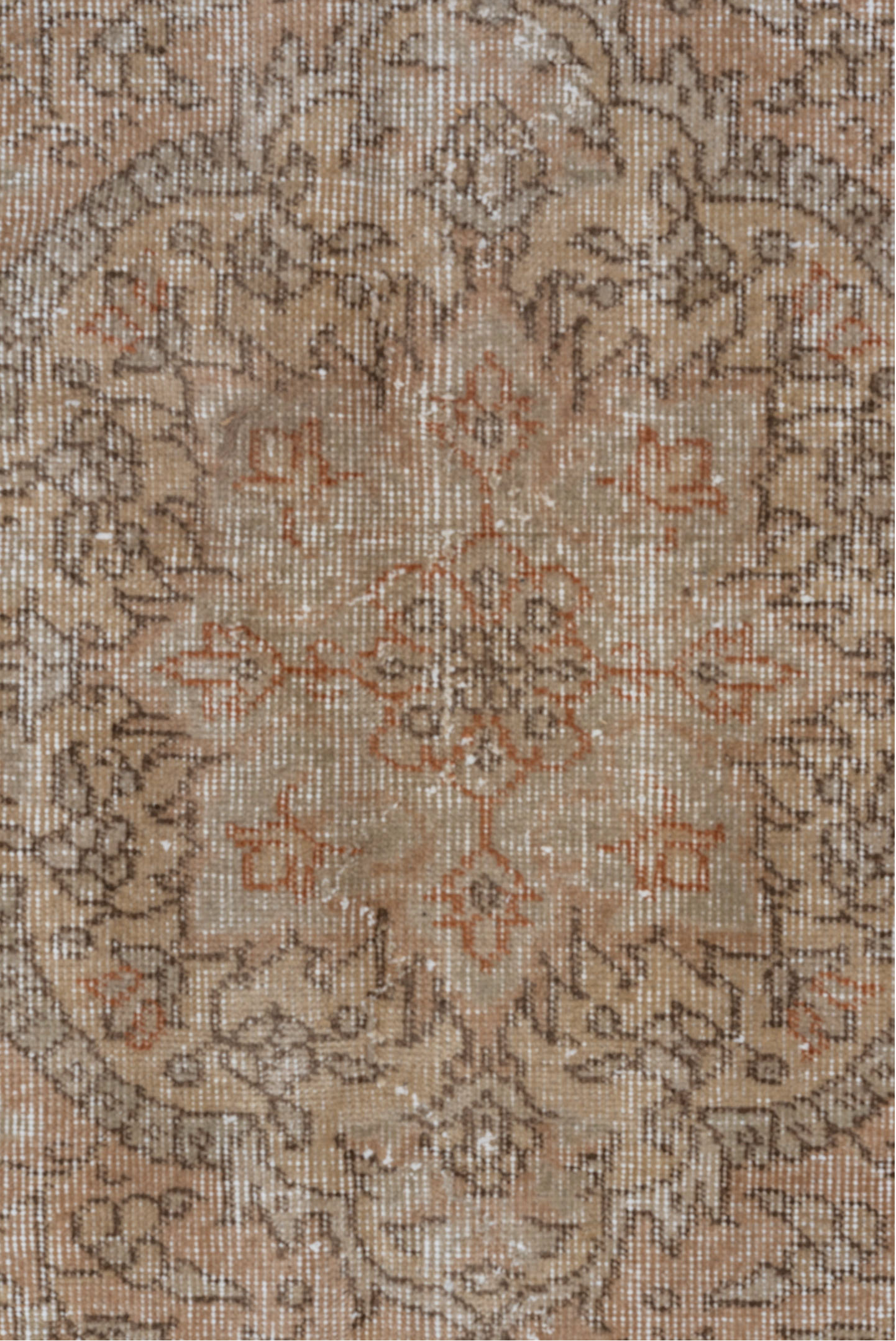 4' x 6' one-of-a-kind handmade vintage Oushak small size rug. Color palette: ivory, taupe, beige, blush, sand, camel, gray