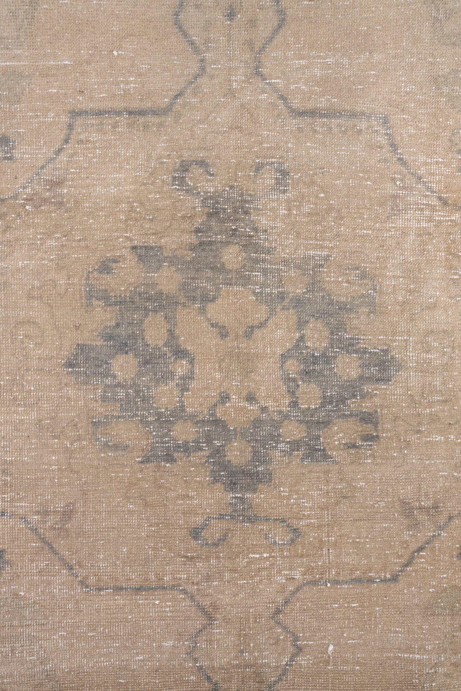 4' x 7' one-of-a-kind handmade vintage Oushak rug. Color palette: taupe, beige, charcoal, ivory, rose, gray, black, pink