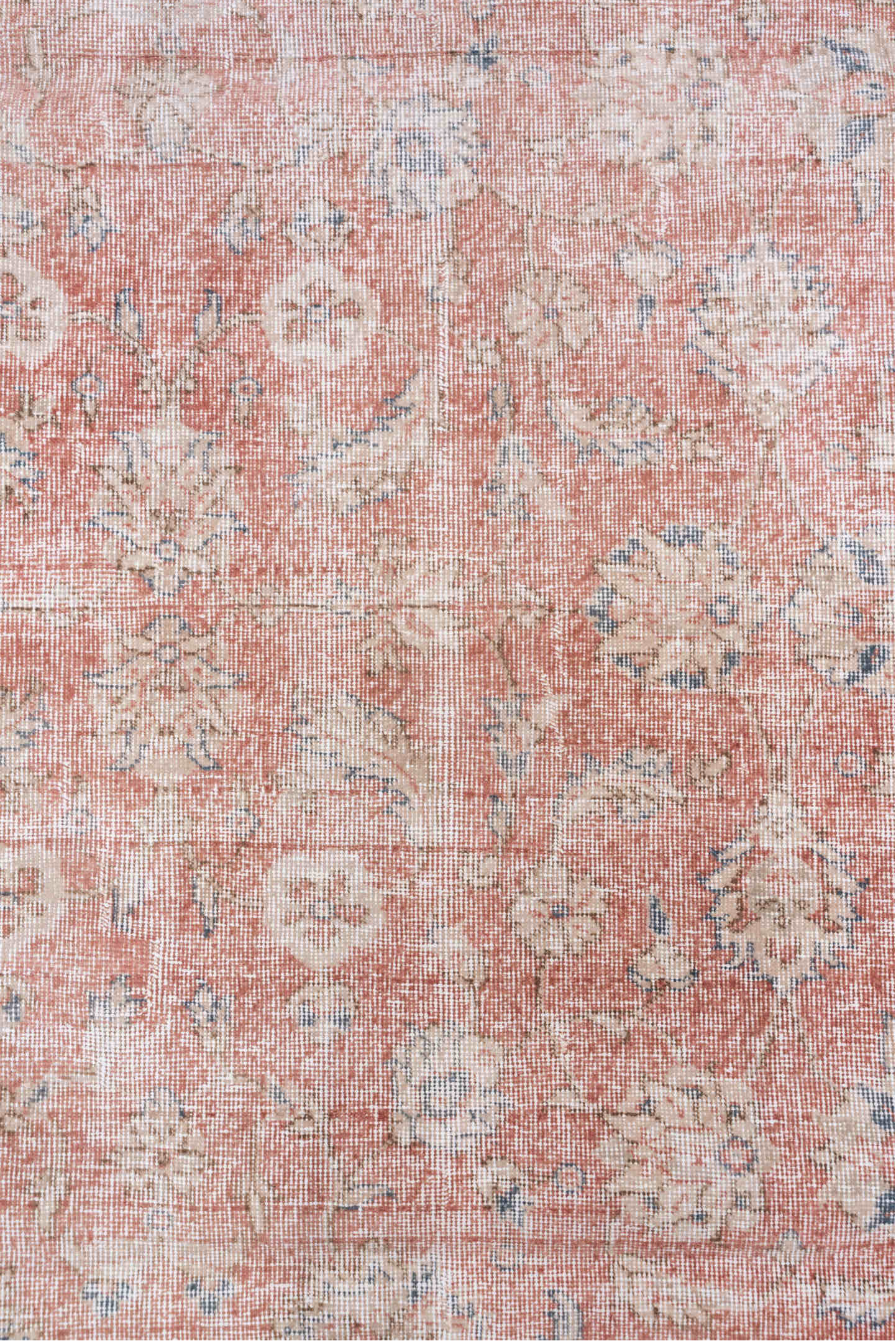 3' x 10' one-of-a-kind handmade vintage Oushak runner rug. Color palette: blush, ivory, dusty rose, pale blue, taupe, beige