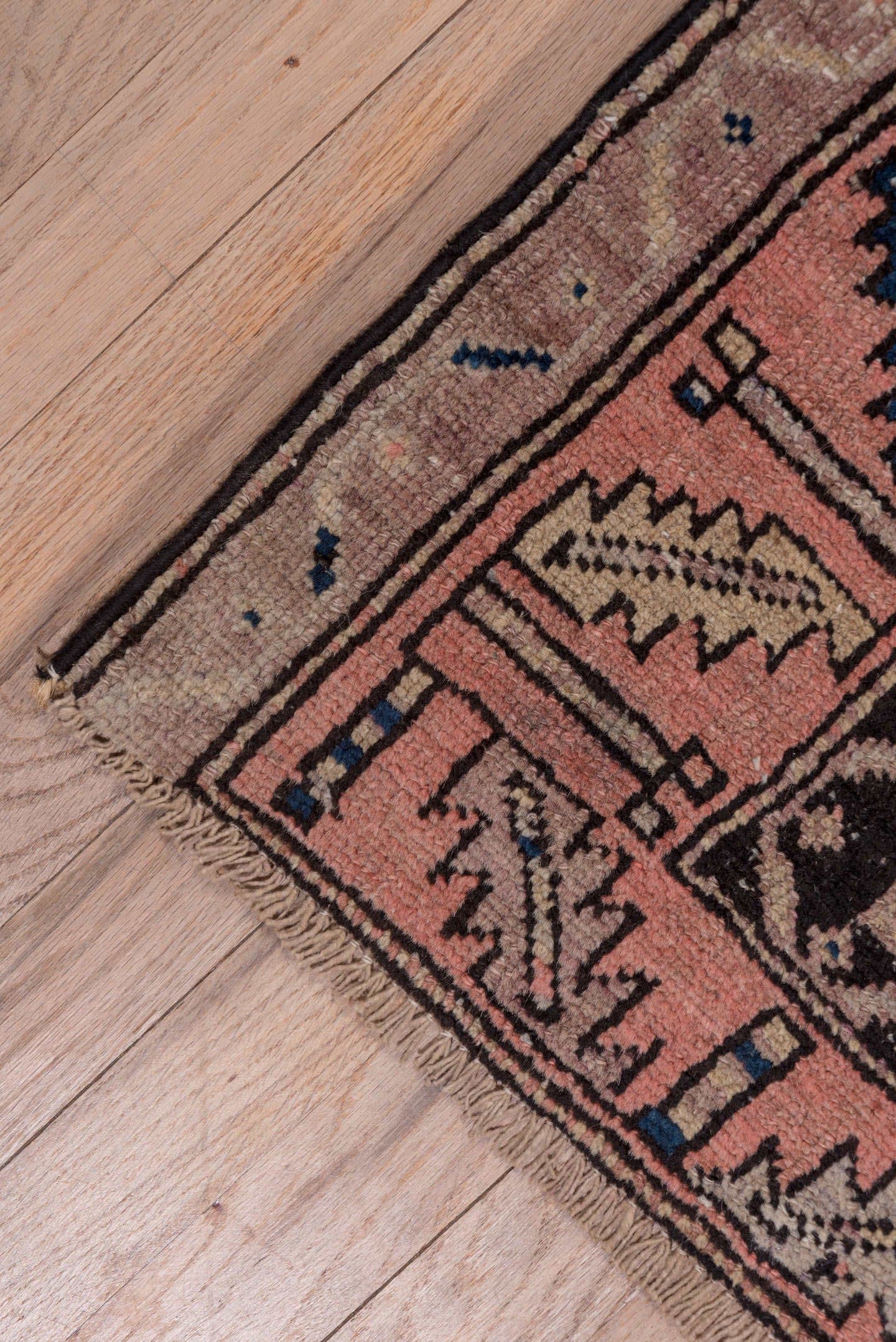 4' x 10' one-of-a-kind handmade antique Malayer runner rug. Color palette: ivory, rust, navy, rose, charcoal, taupe