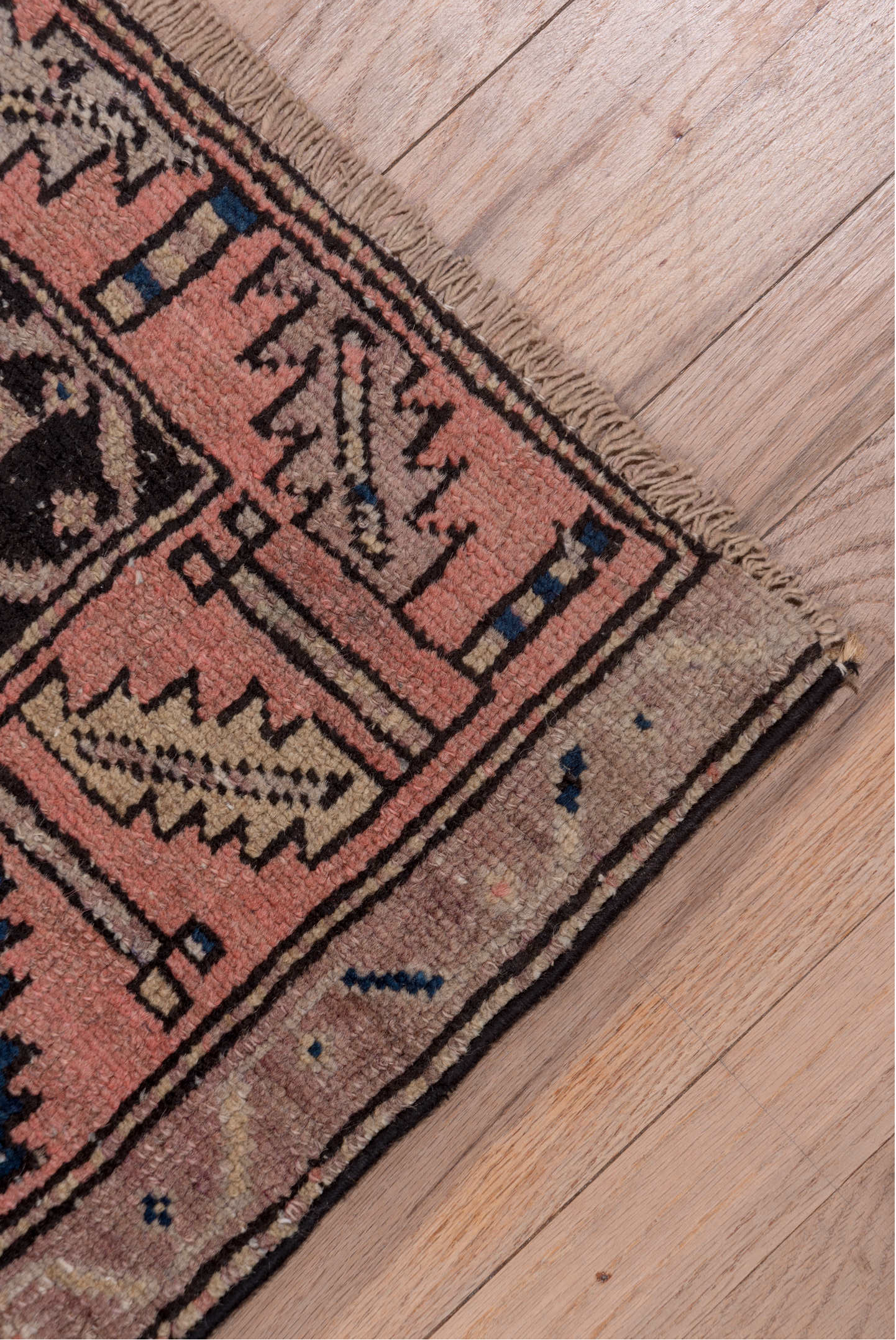 4' x 10' one-of-a-kind handmade antique Malayer runner rug. Color palette: ivory, rust, navy, rose, charcoal, taupe