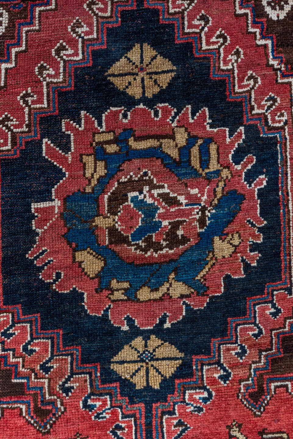 3' x 11' one-of-a-kind handmade vintage Malayer runner rug. Color palette: rose, rust, navy, ivory, sky_blue, burgundy