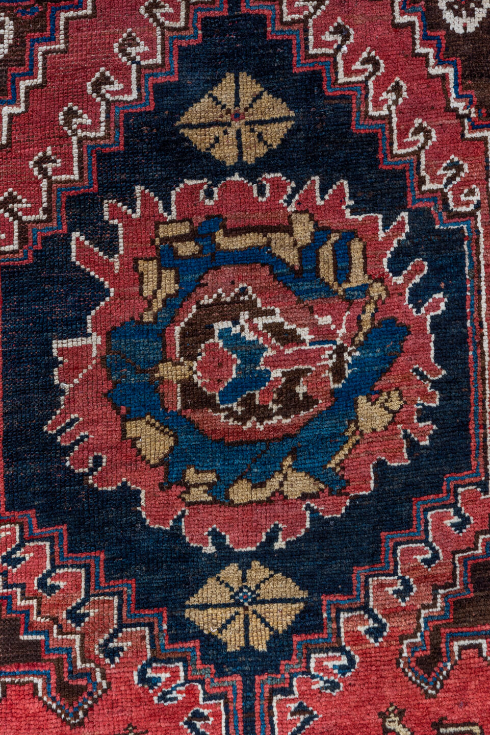 3' x 11' one-of-a-kind handmade vintage Malayer runner rug. Color palette: rose, rust, navy, ivory, sky_blue, burgundy