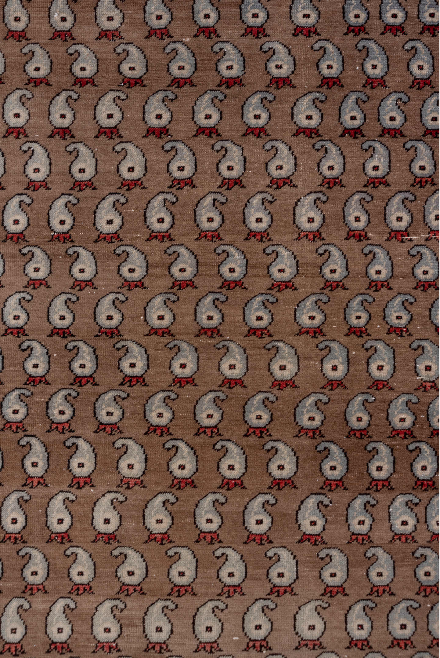 2' x 8' one-of-a-kind handmade vintage Oushak runner rug. Color palette: brown, gray, off-white, pink, red, snow, white