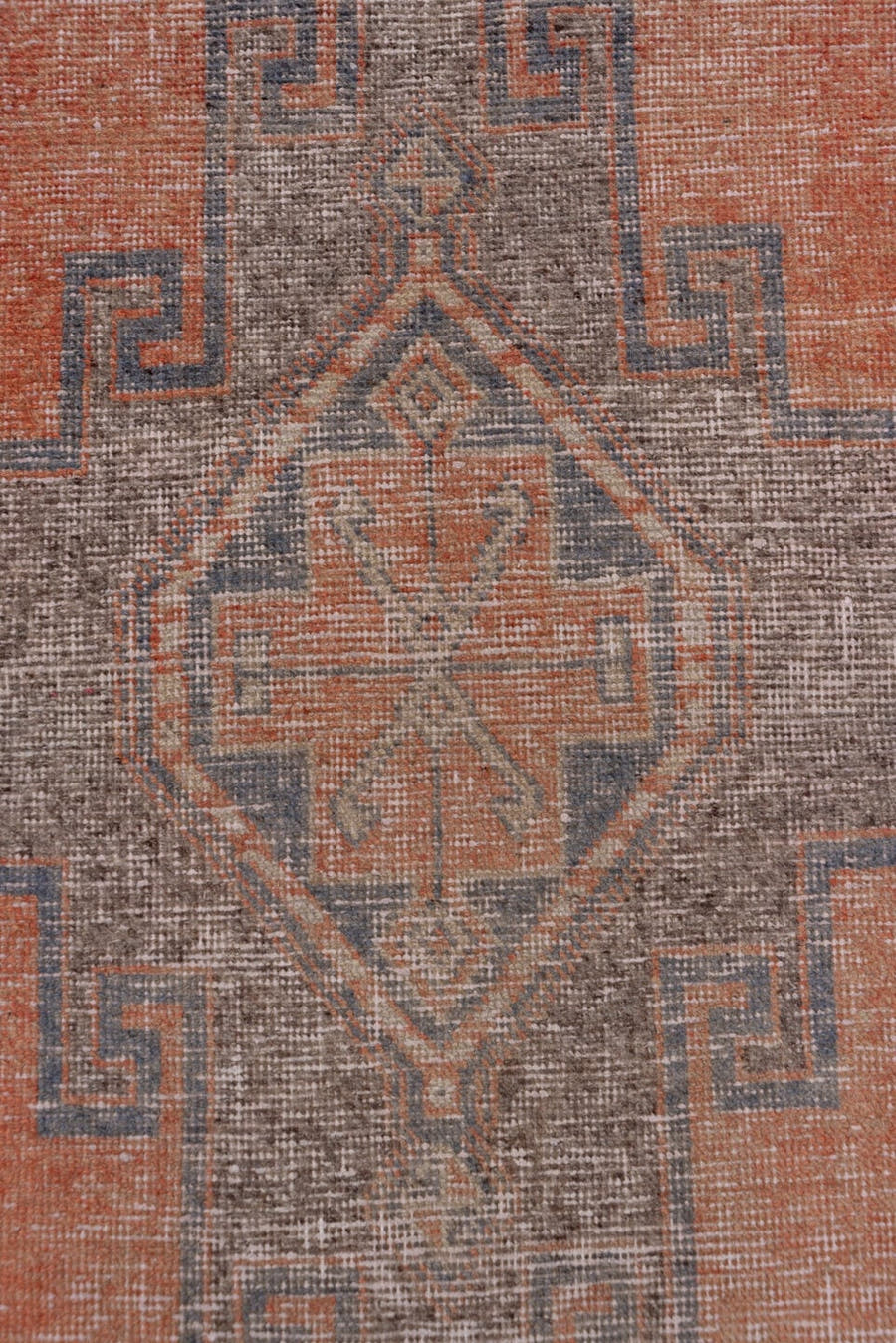 3' x 10' one-of-a-kind handmade vintage Oushak runner rug. Color palette: terra cotta, ivory, charcoal, taupe, rose