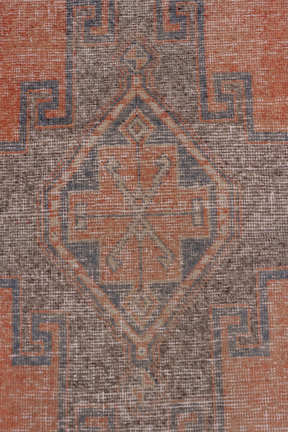 3' x 10' one-of-a-kind handmade vintage Oushak runner rug. Color palette: terra cotta, ivory, charcoal, taupe, rose