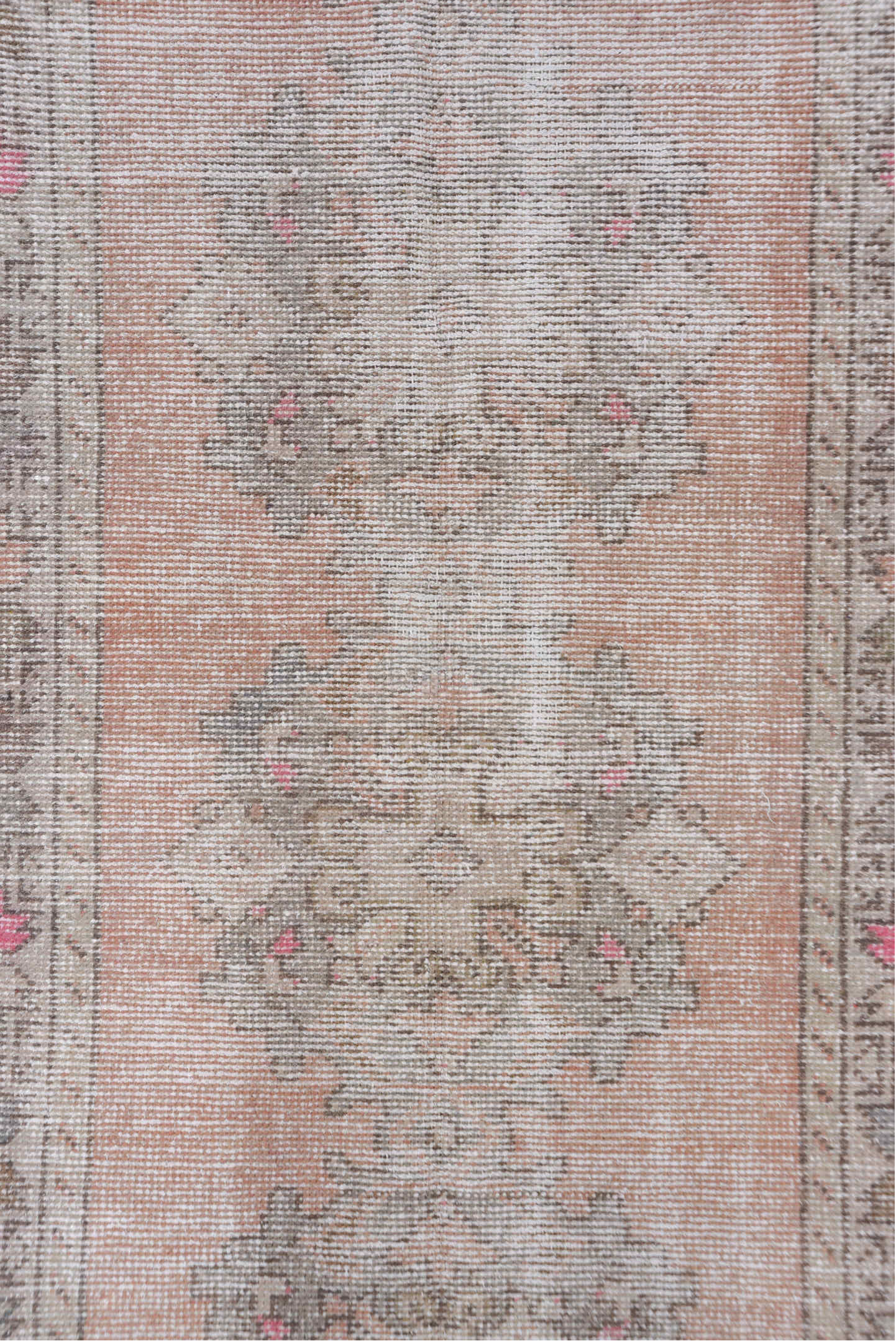 3' x 9' one-of-a-kind handmade vintage Oushak runner rug. Color palette: dark gray, dim gray, gray, light gray, off-white