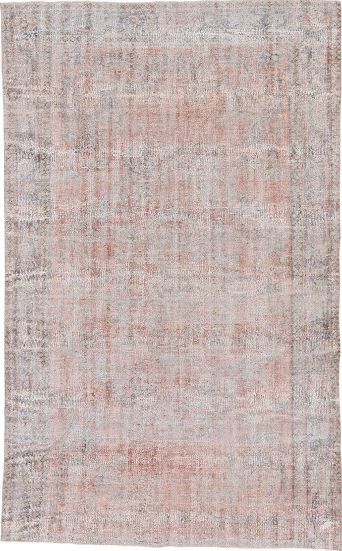 6' x 9' one-of-a-kind handmade vintage Oushak medium size rug. Color palette: dark gray, gainsboro, gray, light gray