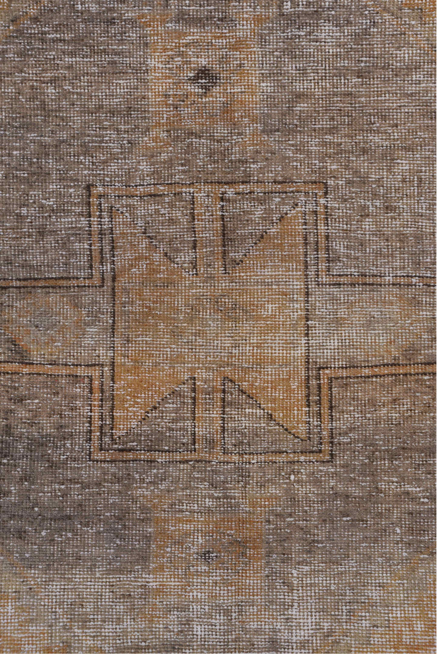 3' x 12' one-of-a-kind handmade vintage Oushak runner rug. Color palette: taupe, camel, beige, ivory, greige, gray