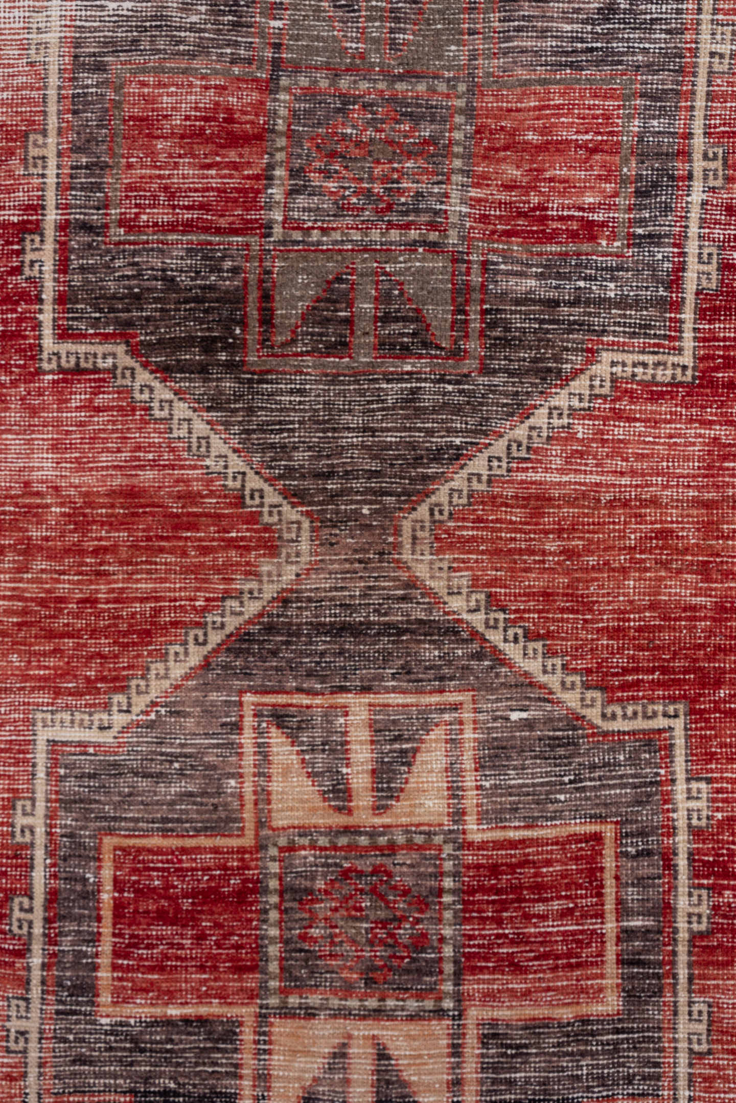 2' x 12' one-of-a-kind handmade vintage Oushak runner rug. Color palette: rust, charcoal, ivory, terra cotta, burgundy