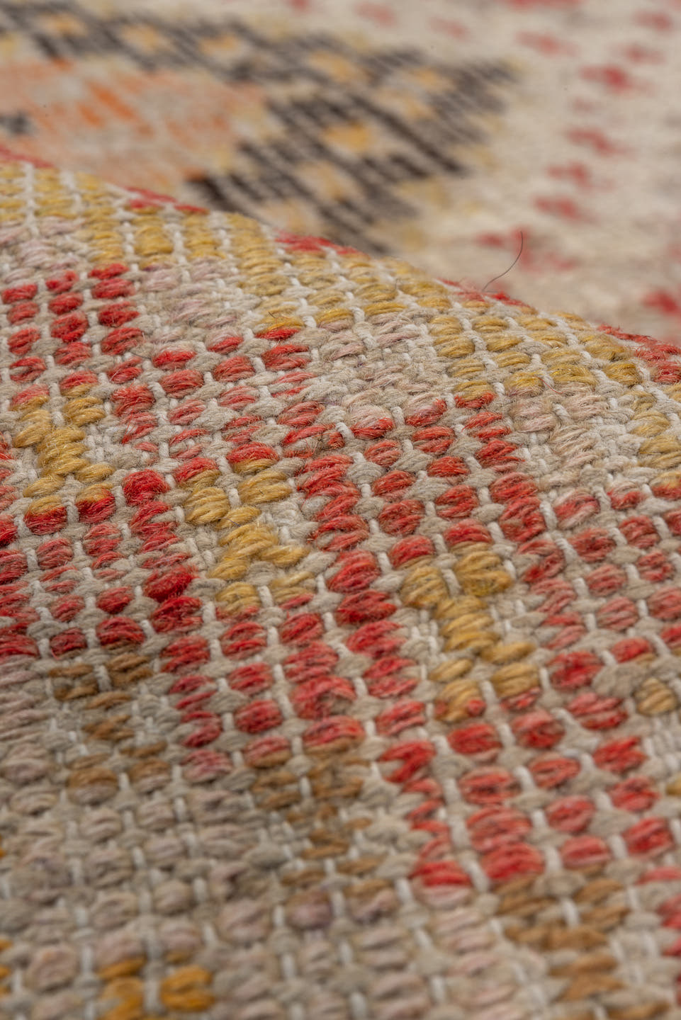 5' x 8' one-of-a-kind handmade vintage Jijim medium size rug. Color palette: ivory, blush, peach, apricot, charcoal, sand