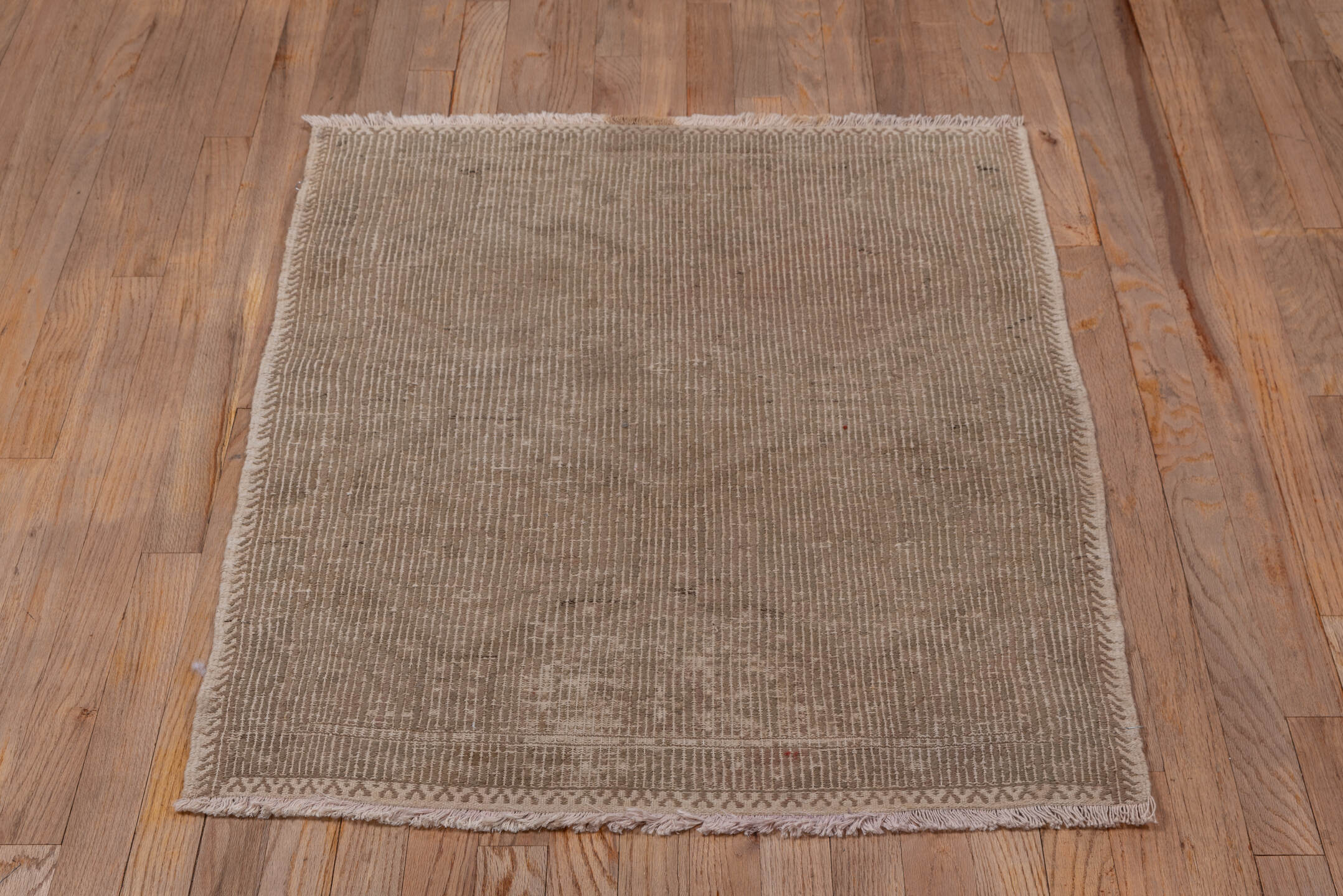 2' x 3' one-of-a-kind handmade vintage Jijim small size rug. Color palette: brown, gray, light gray, off-white, pink, snow