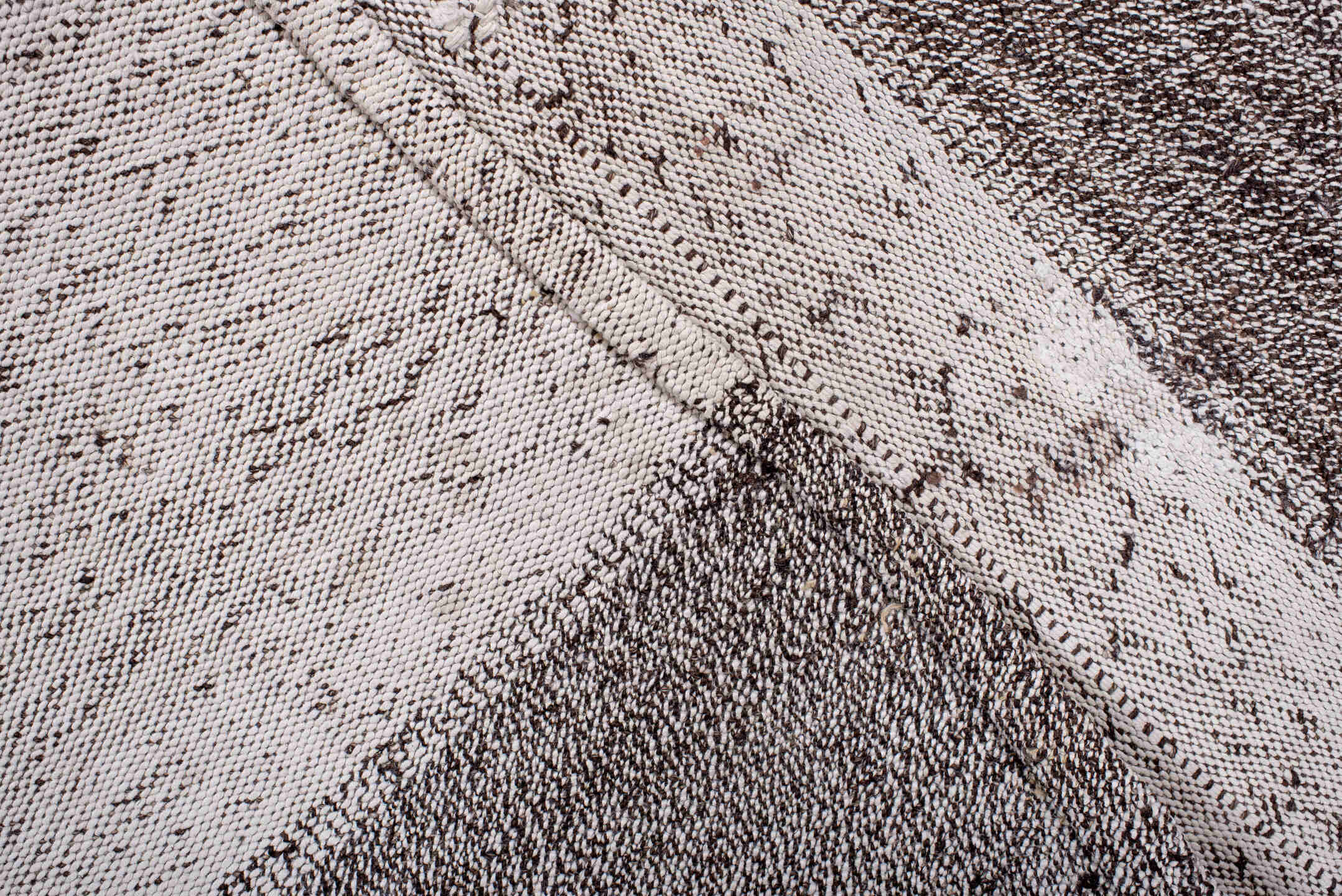 7' x 8' one-of-a-kind handmade vintage Kilim rug. Color palette: black, brown, dark gray, gainsboro, gray, light gray