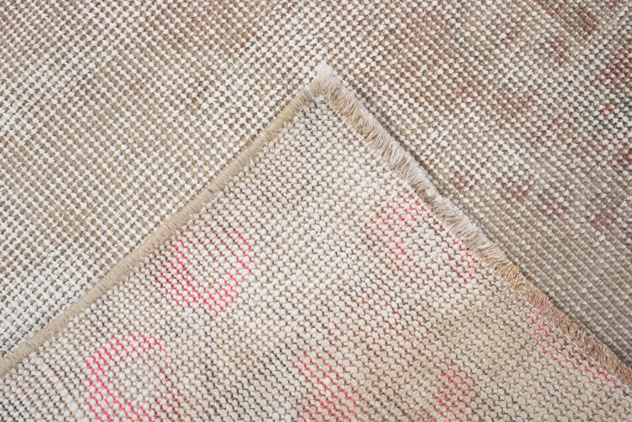 4' x 6' one-of-a-kind handmade vintage Sparta rug. Color palette: ivory, blush, taupe, sage, sand, pink, beige, gray, green