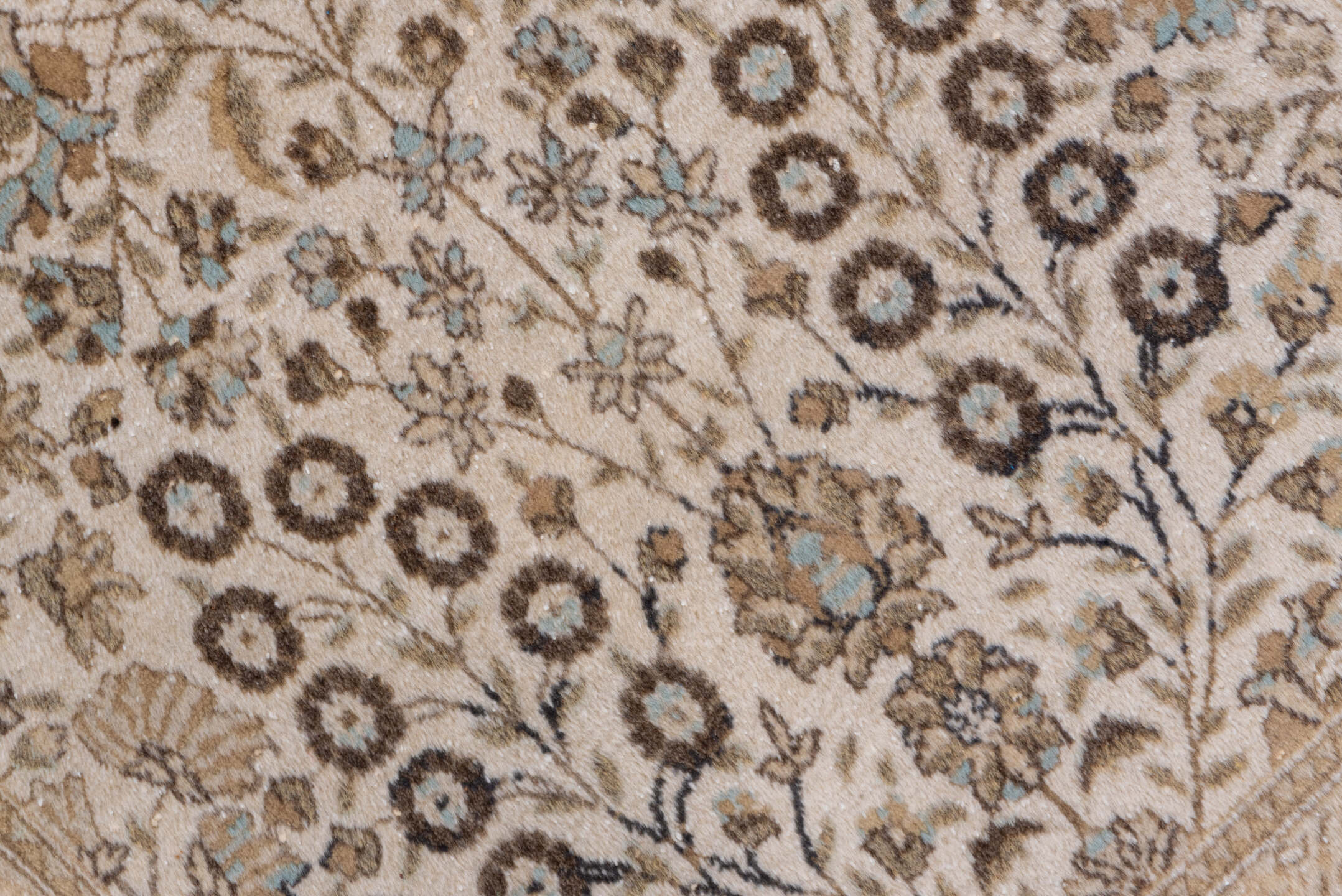 3' x 7' one-of-a-kind handmade vintage Sivas runner rug. Color palette: ivory, beige, taupe, sky_blue, brown, camel, gray