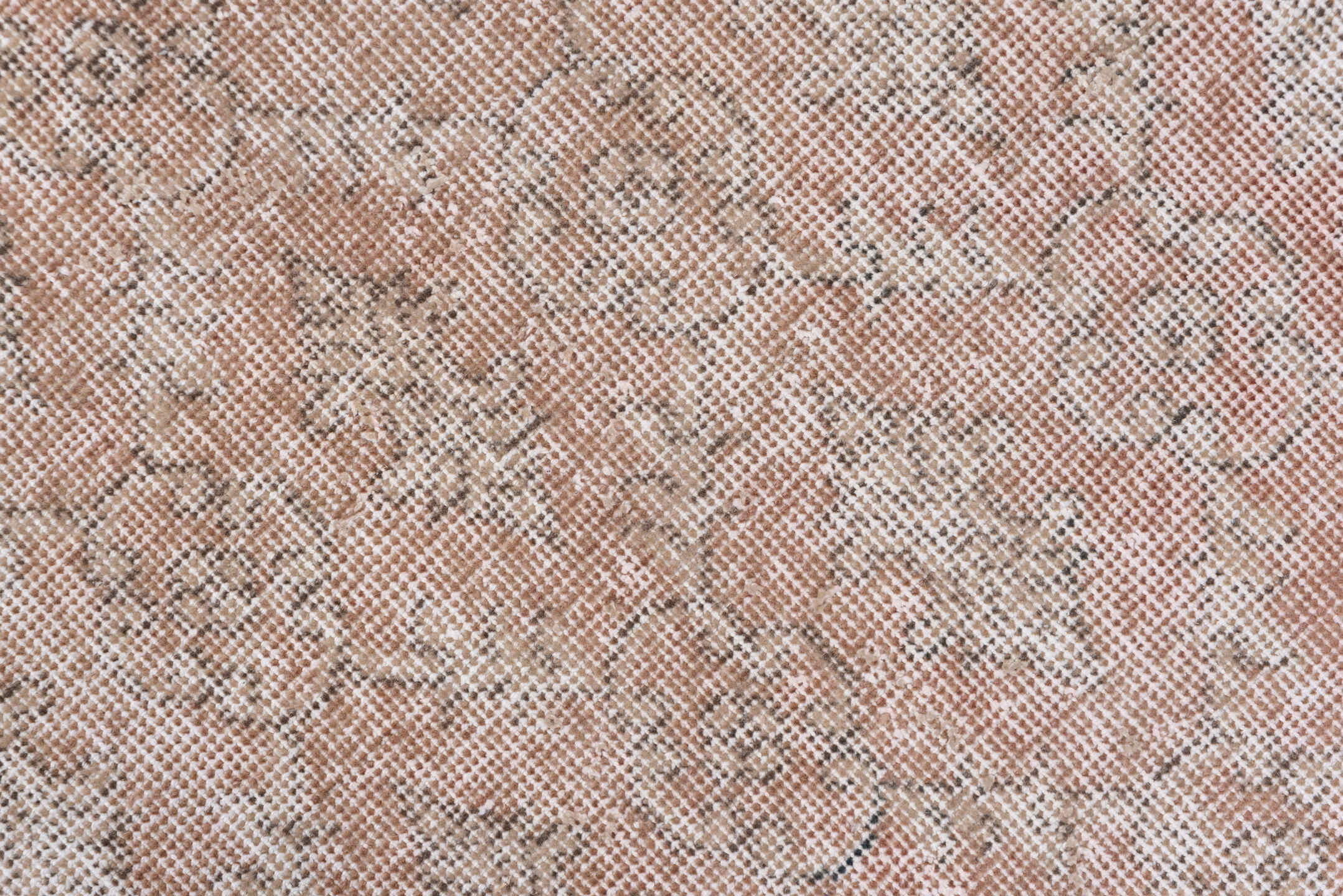 3' x 7' one-of-a-kind handmade vintage Oushak rug. Color palette: blush, taupe, ivory, rose, beige, pink, gray, red