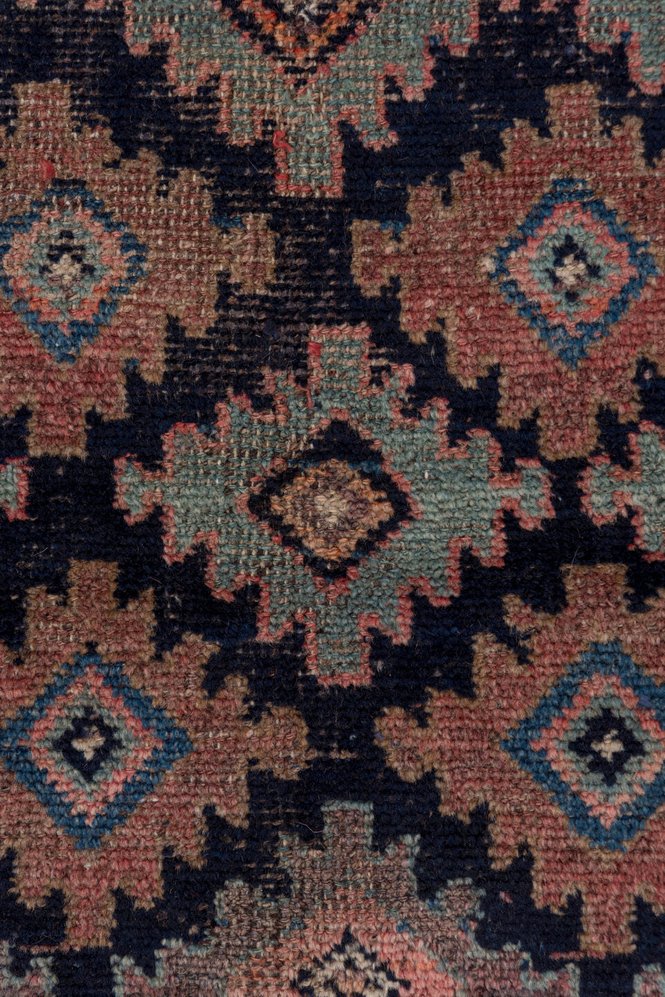3' x 6' one-of-a-kind handmade antique Malayer small size rug. Color palette: indigo, rust, rose, slate, terra cotta, ivory